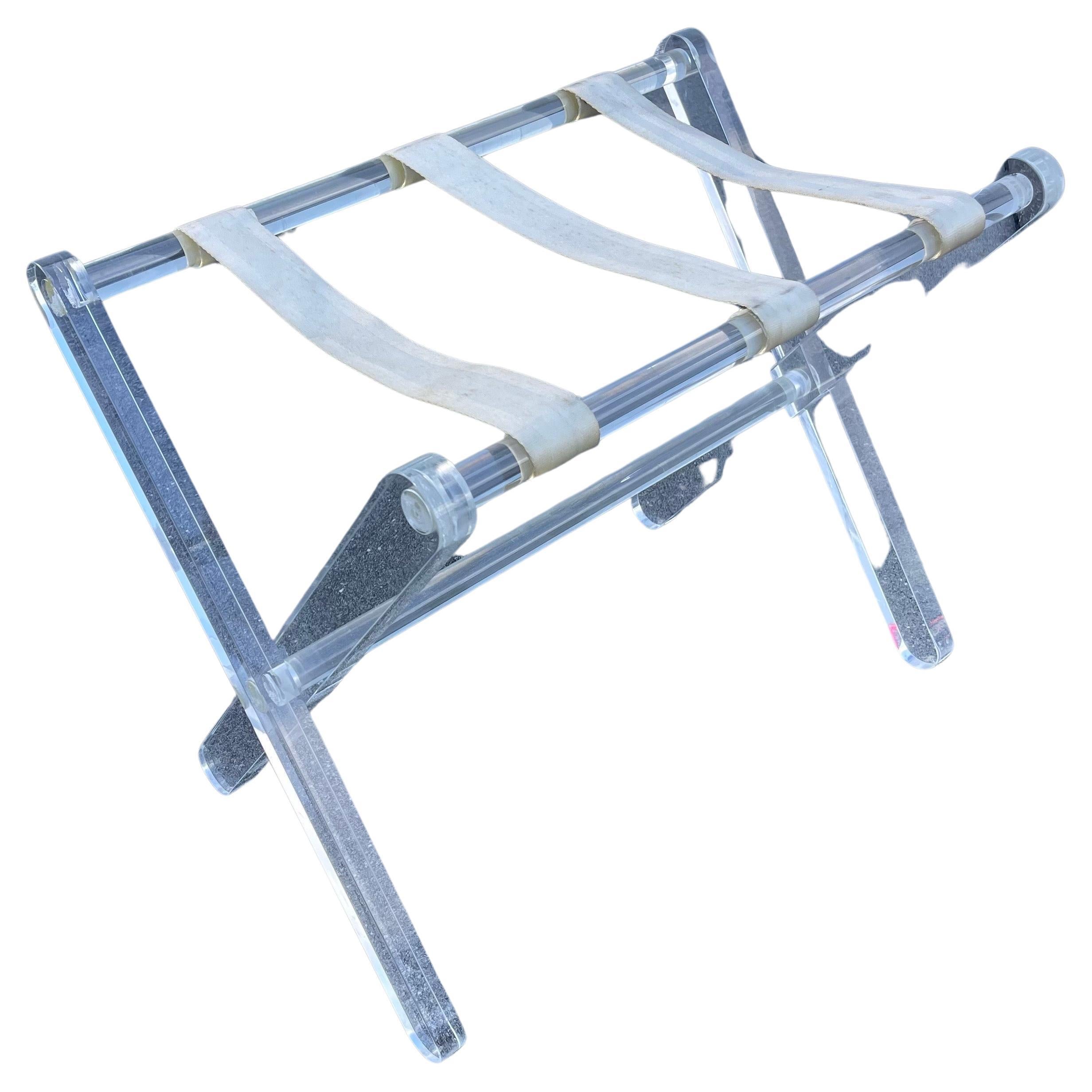 1970s Lucite Luggage Stand Rack, Manner of Charles Hollis Jones