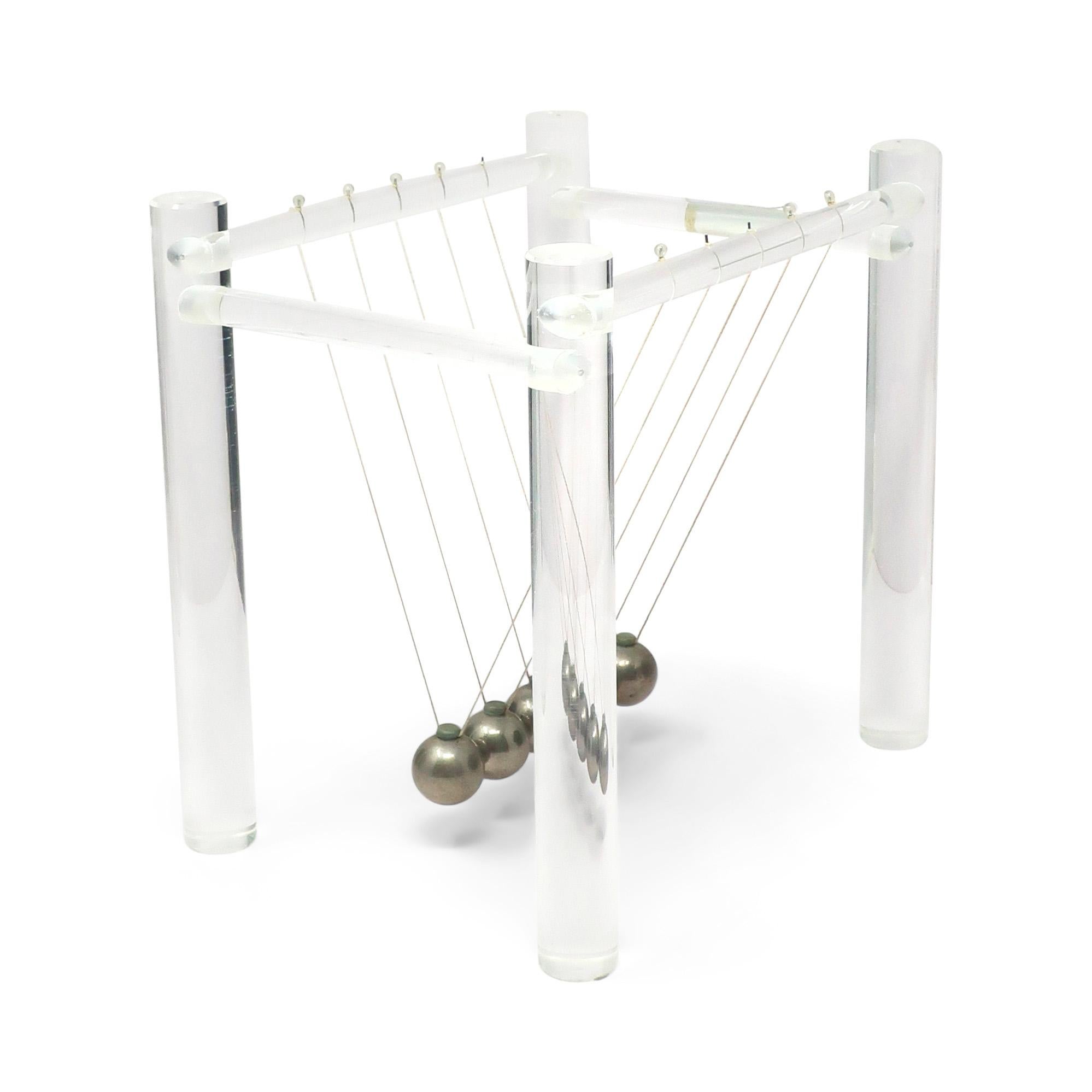 Post-Modern 1970s Lucite Newton's Cradle and Kinetic Toy