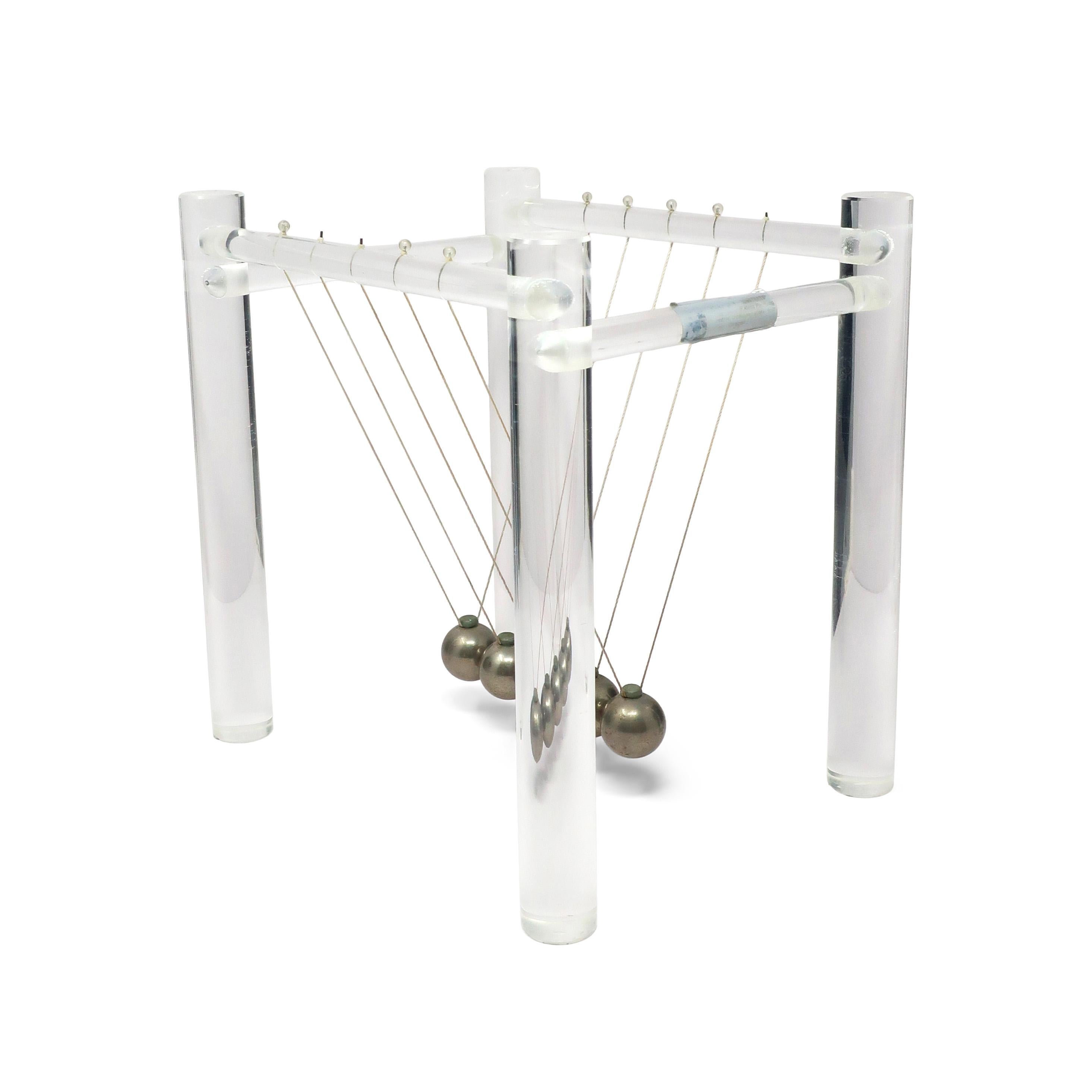 1970s Lucite Newton's Cradle and Kinetic Toy In Good Condition In Brooklyn, NY