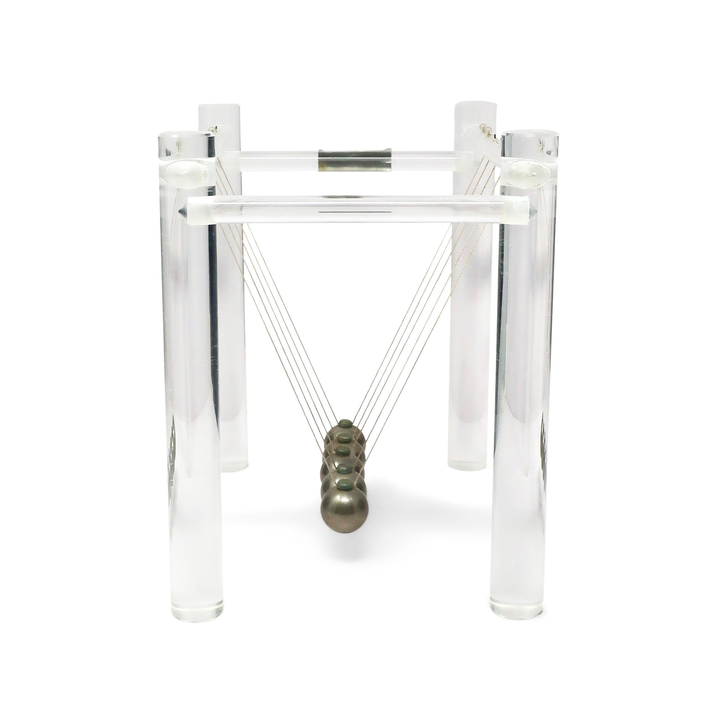 Metal 1970s Lucite Newton's Cradle and Kinetic Toy