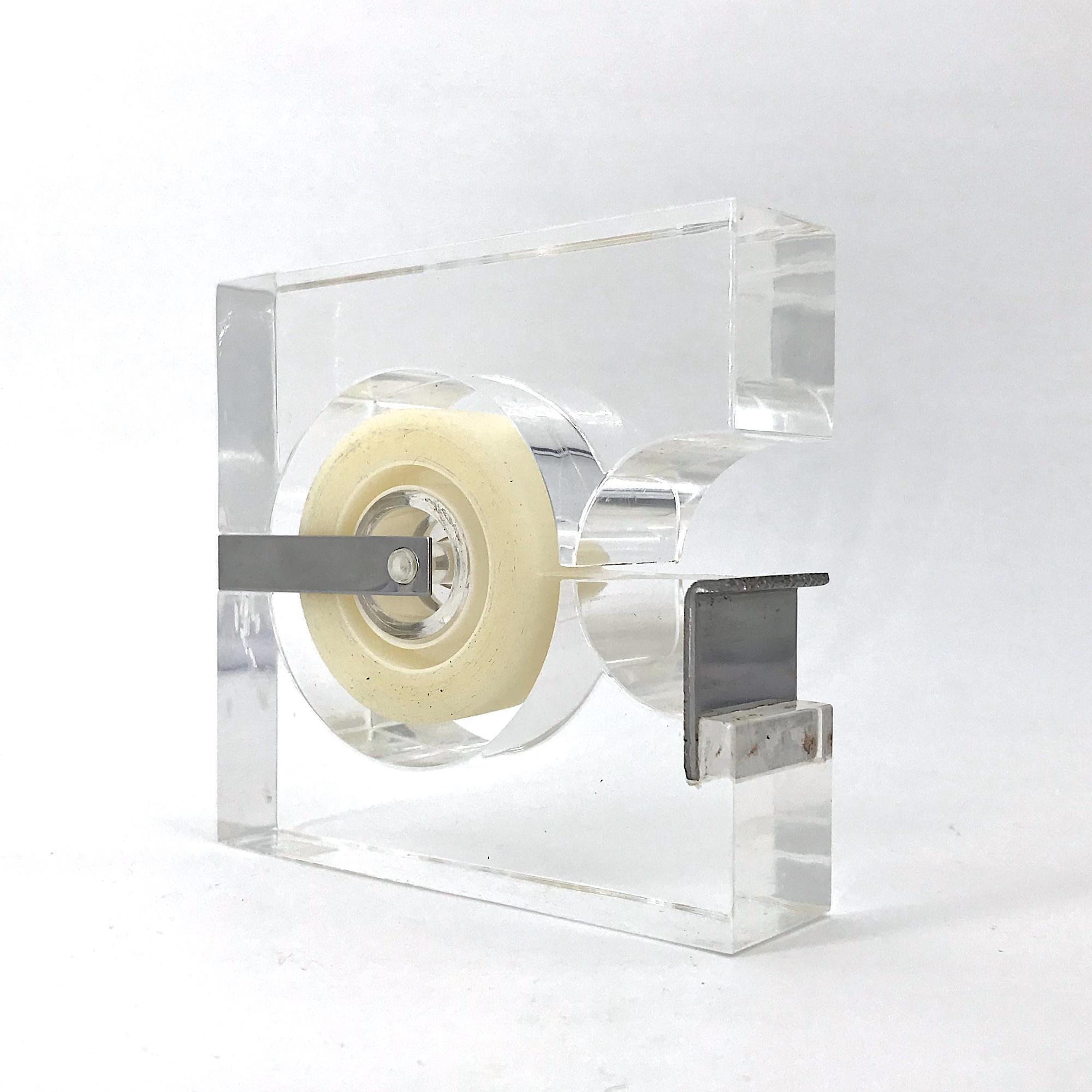 Minimalist 1970s Lucite Tape Dispenser by Two's Company for Serge Mansau Paris MOMA Design