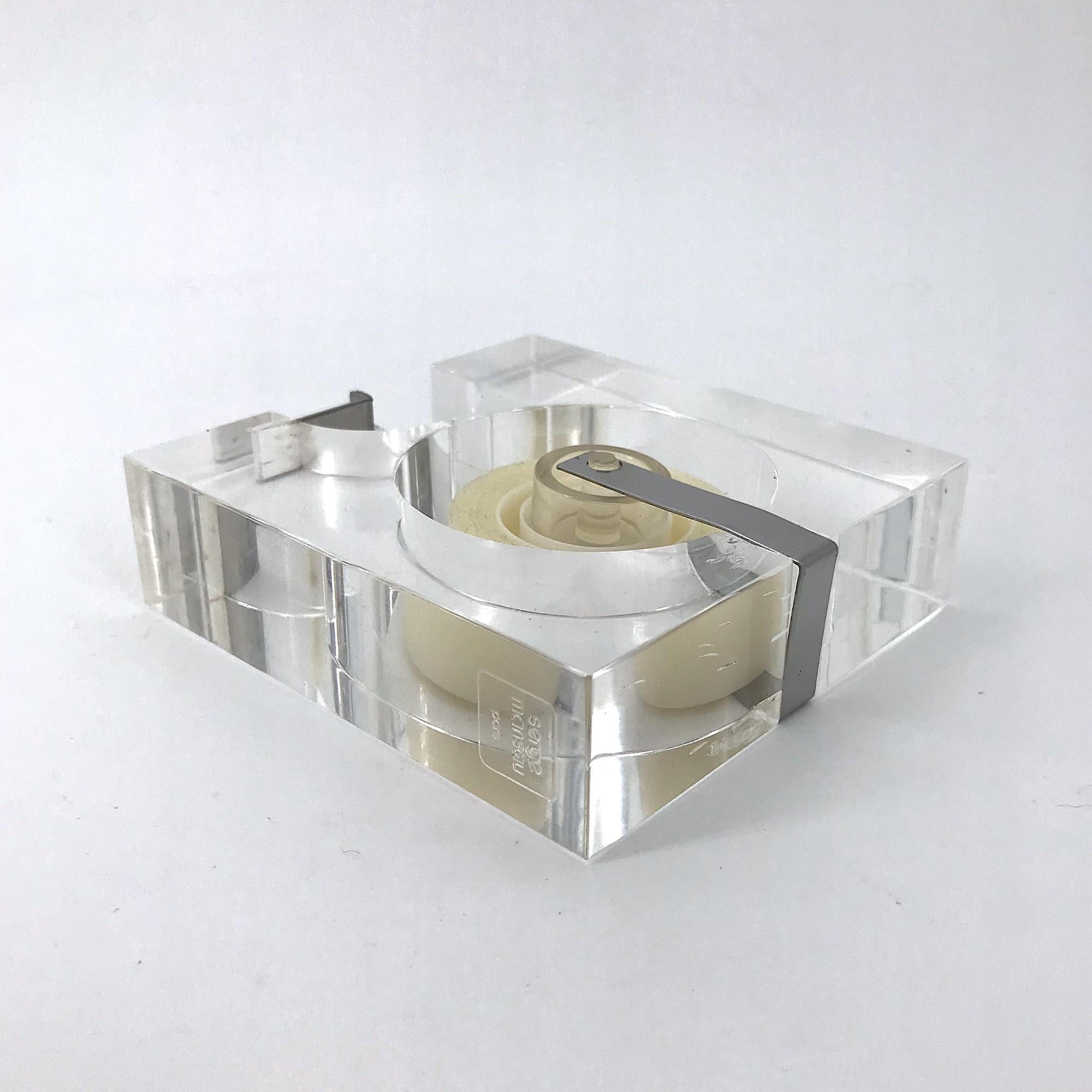 1970s Lucite Tape Dispenser by Two's Company for Serge Mansau Paris MOMA Design In Good Condition In Hyattsville, MD