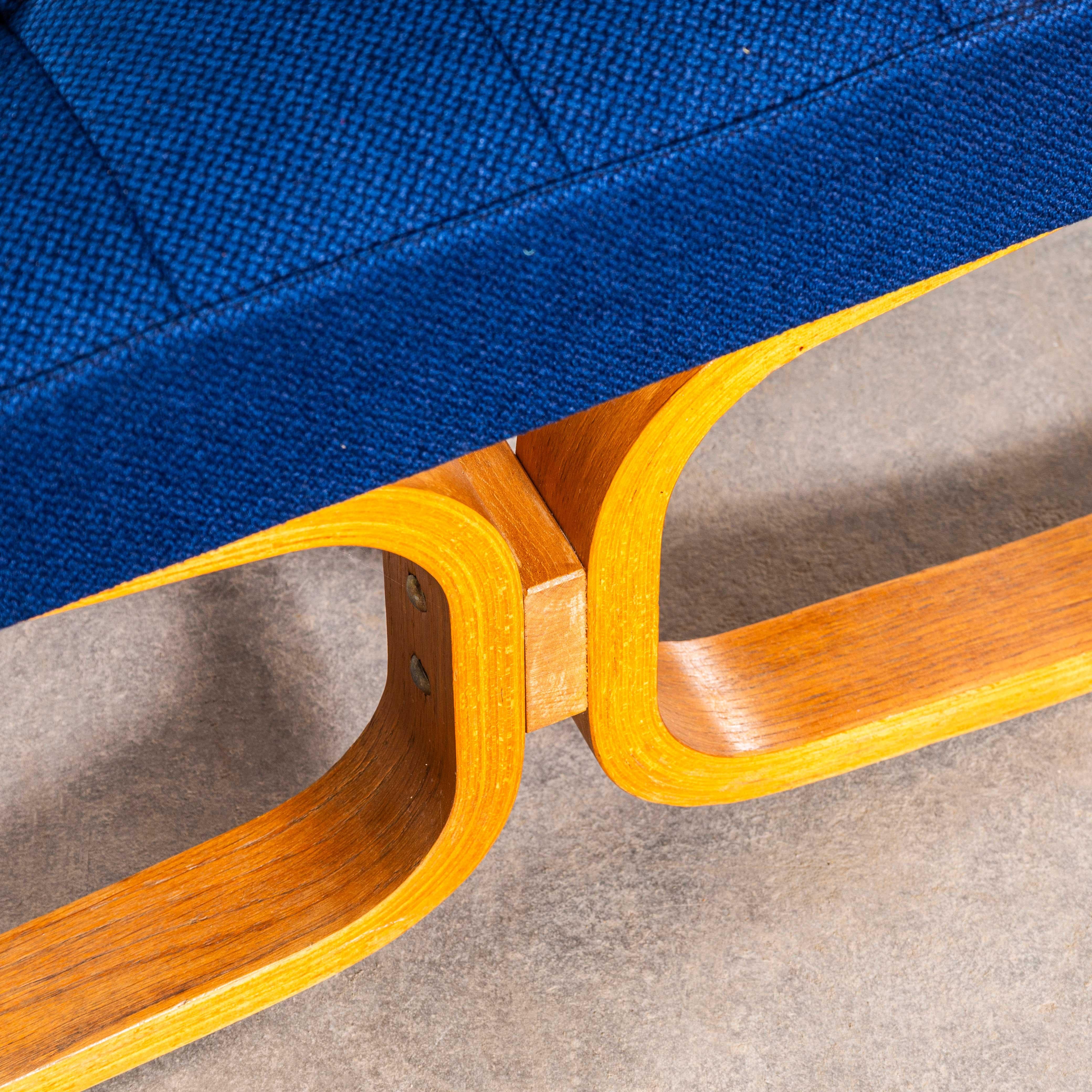 1970's Ludvik Volak Deep Blue Slubbed Weave Reupholstered Bratislava Side Chairs im Angebot 4