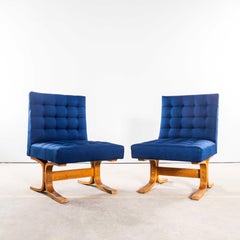 1970’s Ludvik Volak Deep Blue Slubbed Weave Reupholstered Bratislava Side Chairs