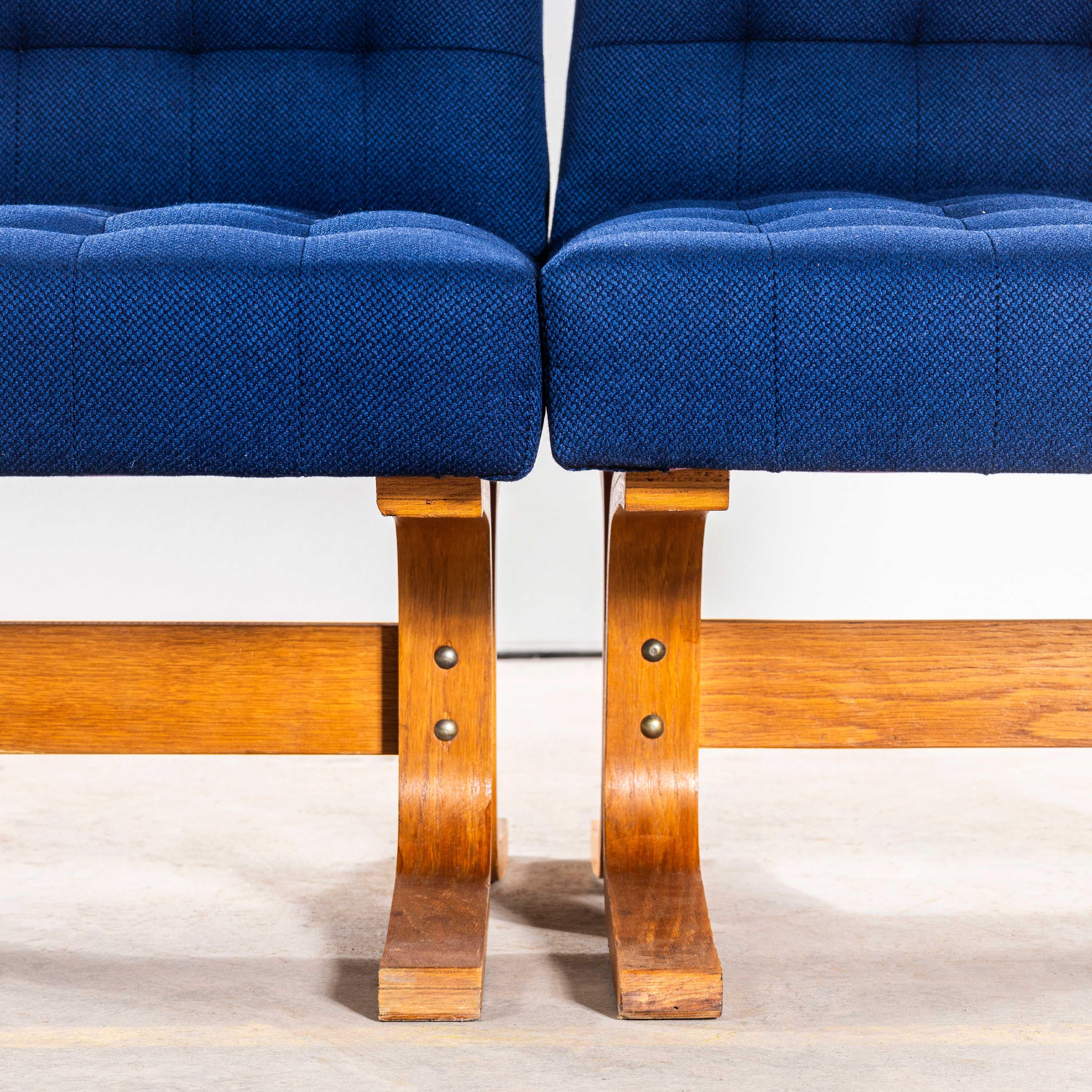 1970's Ludvik Volak Deep Blue Slubbed Weave Reupholstered Bratislava Side Chairs (Ende des 20. Jahrhunderts) im Angebot