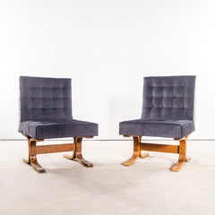 1970’s Ludvik Volak Grey Brushed Cotton Reupholstered Bratislava Side Chairs