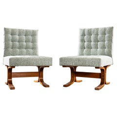 1970's Ludvik Volak Meer Schaumstoff Slubbed Weave Reupolstered Bratislava Side Chairs