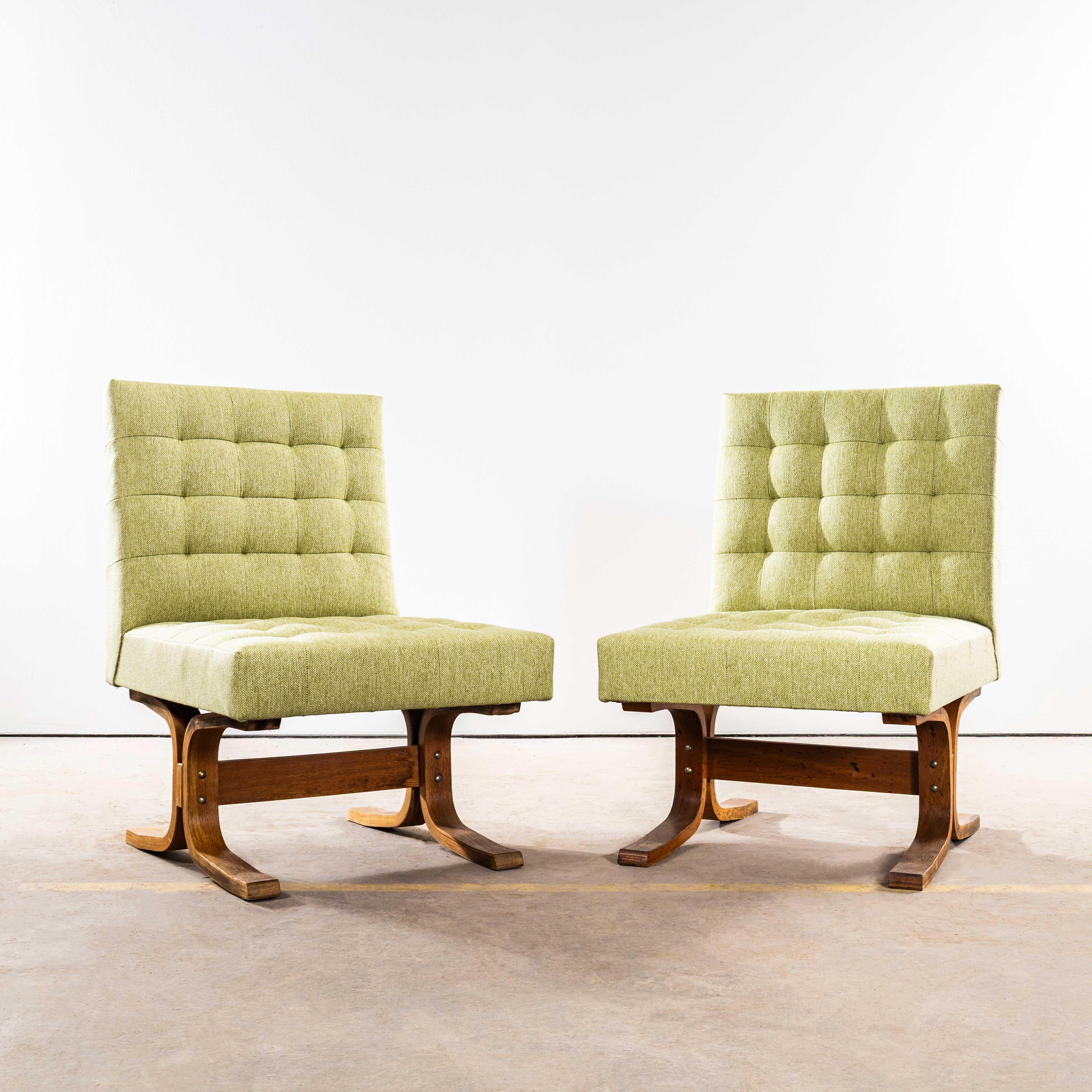 Chaises d'appoint Bratislava Ludvik Volak, vert de mer, 1970, retapissées. D'origine tchèque, Volak est l'un des plus célèbres designers du milieu du siècle, surtout connu pour le séparateur de pièce organique fabriqué par Drevopodnik Holesov. Volak