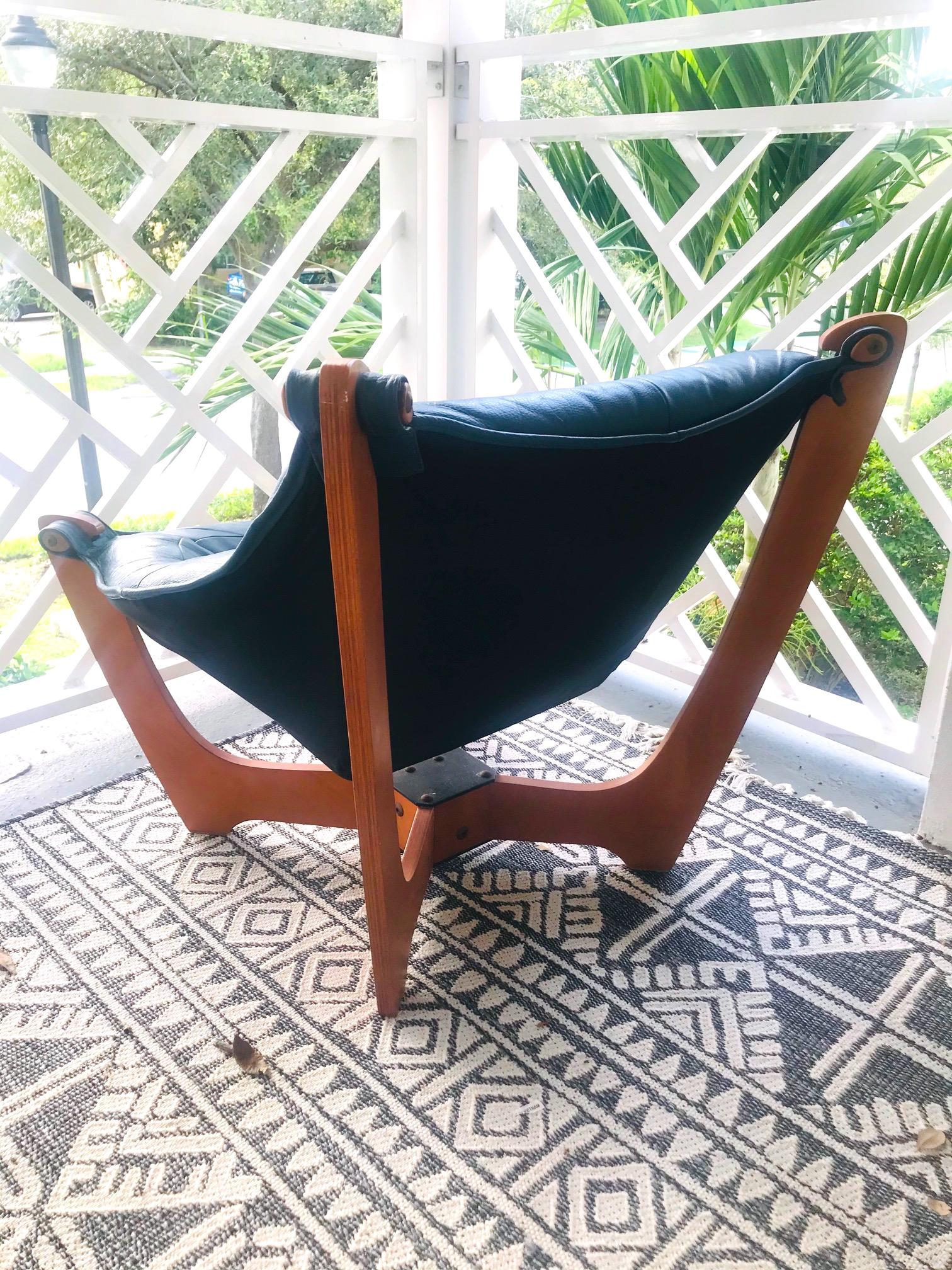 Late 20th Century 1970s Luna Lounge Chair by Odd Knutsen in Cadet Blue Leather, Norway