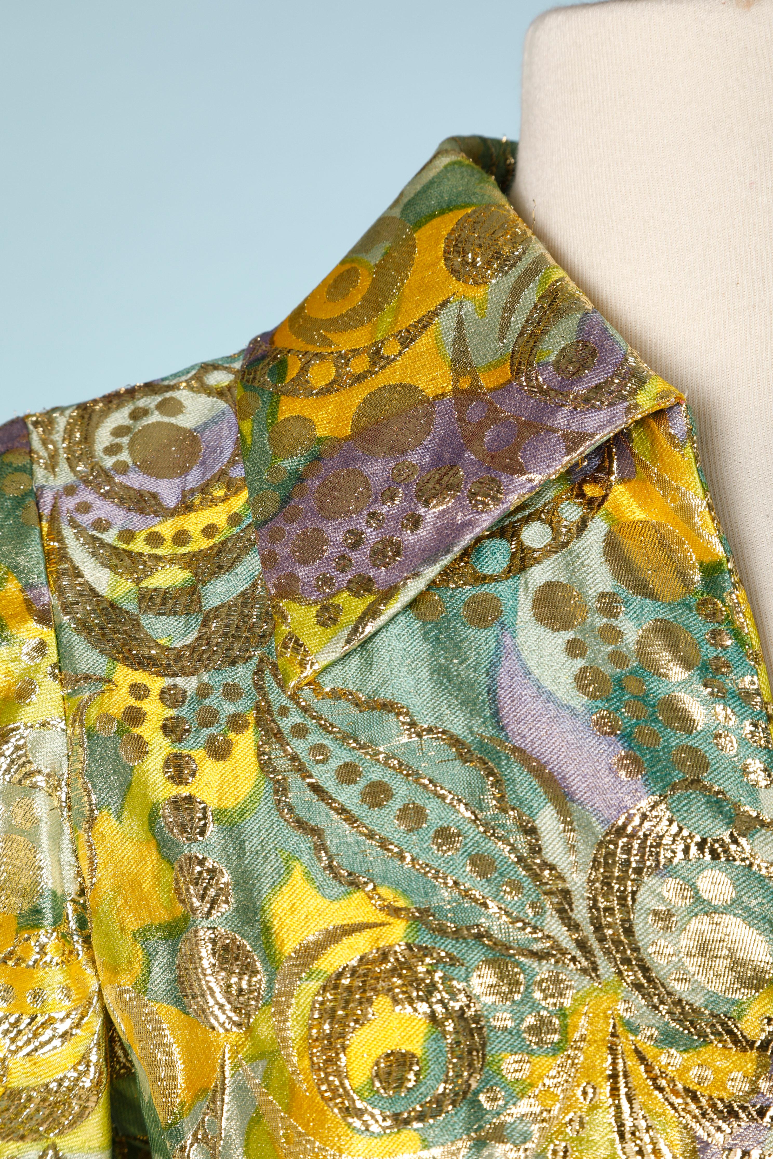 Beige 1970's lurex and silk brocade ensemble 