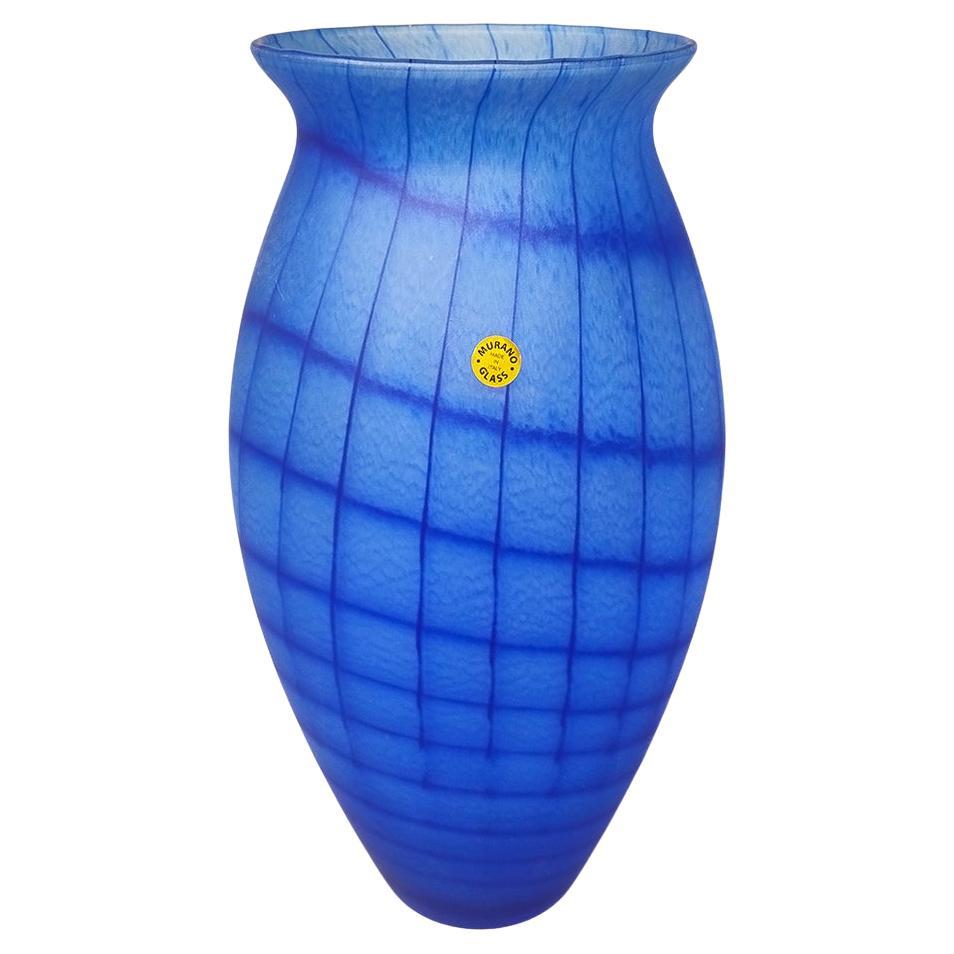 1970s Luxury Blue Handrafted Vase in Murano Glass. by Ca dei Vetrai