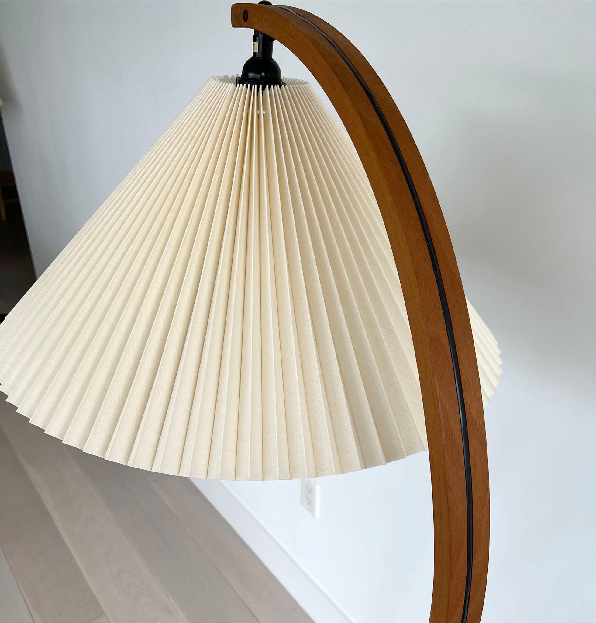 Scandinavian Modern 1970's Mads Caprani Danish Floor Lamp with Pleated Shade