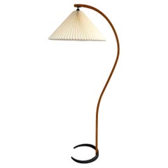 1970's Mads Caprani Danish Floor Lamp with Pleated Shade