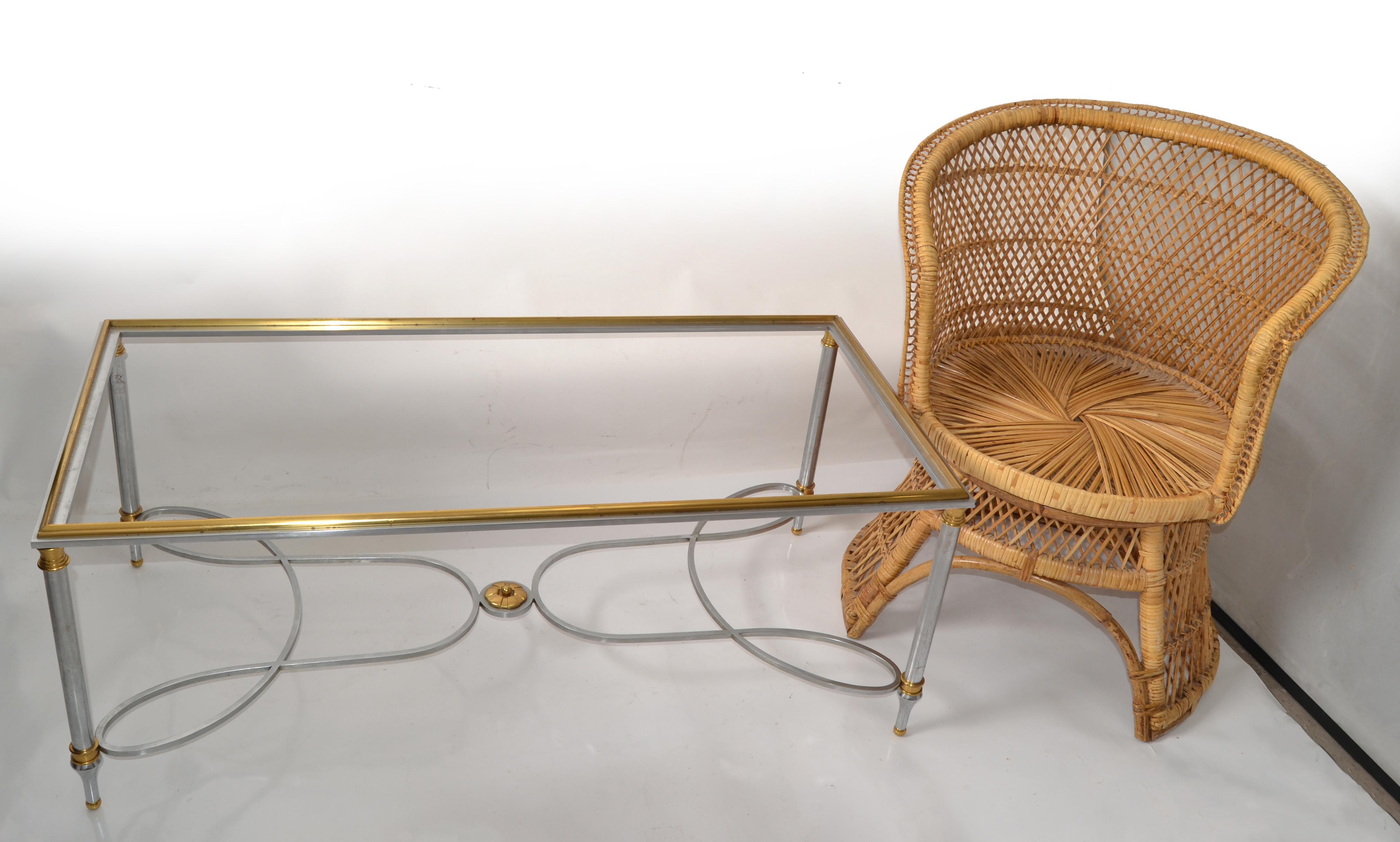 1970s Maison Charles French Steel Brass Glass Coffee Table Mid-Century Modern  For Sale 8