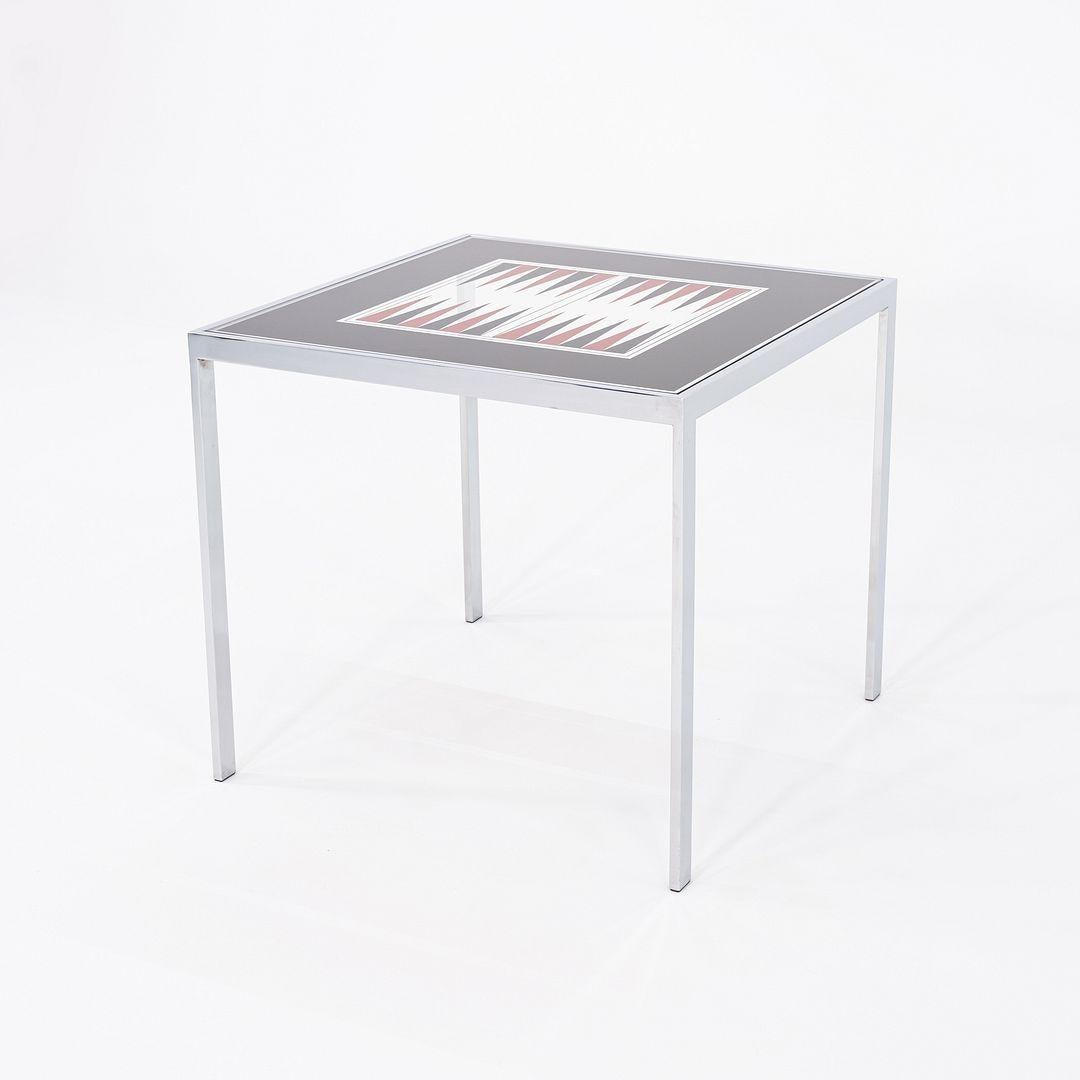 Moderne Table de jeu de backgammon/table de salle à manger Maison Jansen des années 1970 en chrome et verre 32 po en vente