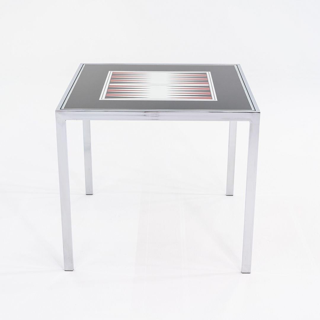 Table de jeu de backgammon/table de salle à manger Maison Jansen des années 1970 en chrome et verre 32 po Excellent état - En vente à Philadelphia, PA