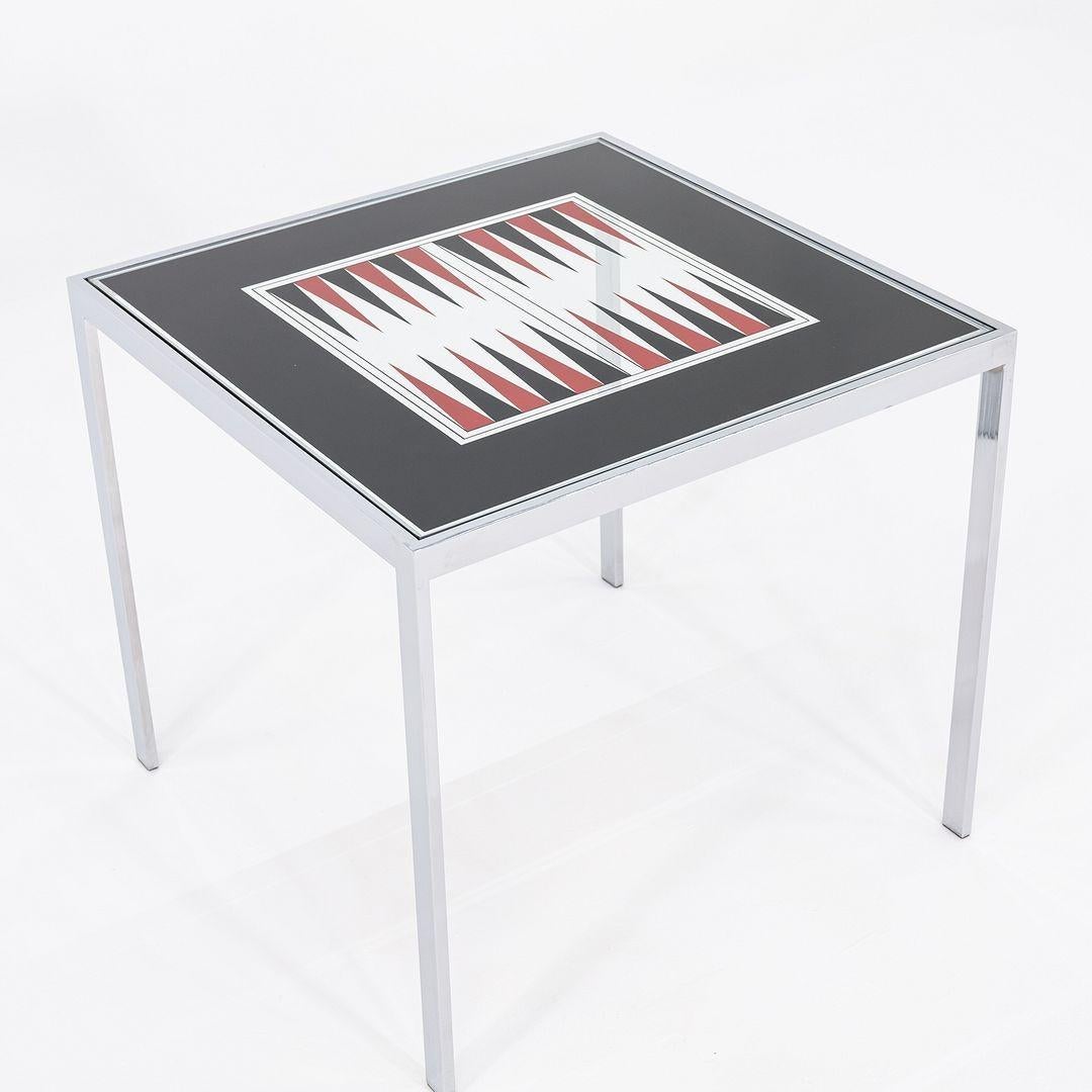 Acier Table de jeu de backgammon/table de salle à manger Maison Jansen des années 1970 en chrome et verre 32 po en vente