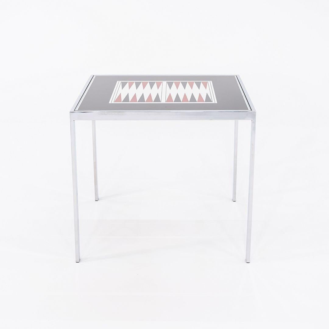 Table de jeu de backgammon/table de salle à manger Maison Jansen des années 1970 en chrome et verre 32 po en vente 1
