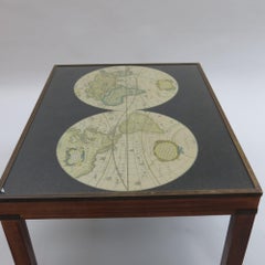 1970s Maison Jansen Campaign Style Coffee Table World Atlas Map