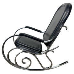 1970's Maison Jansen Chrome Hollywood Regency Rocking Chair