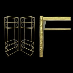 1970s Maison Jansen Inspired Gilt Metal Faux Bois Etageres / Bookcases - Pair