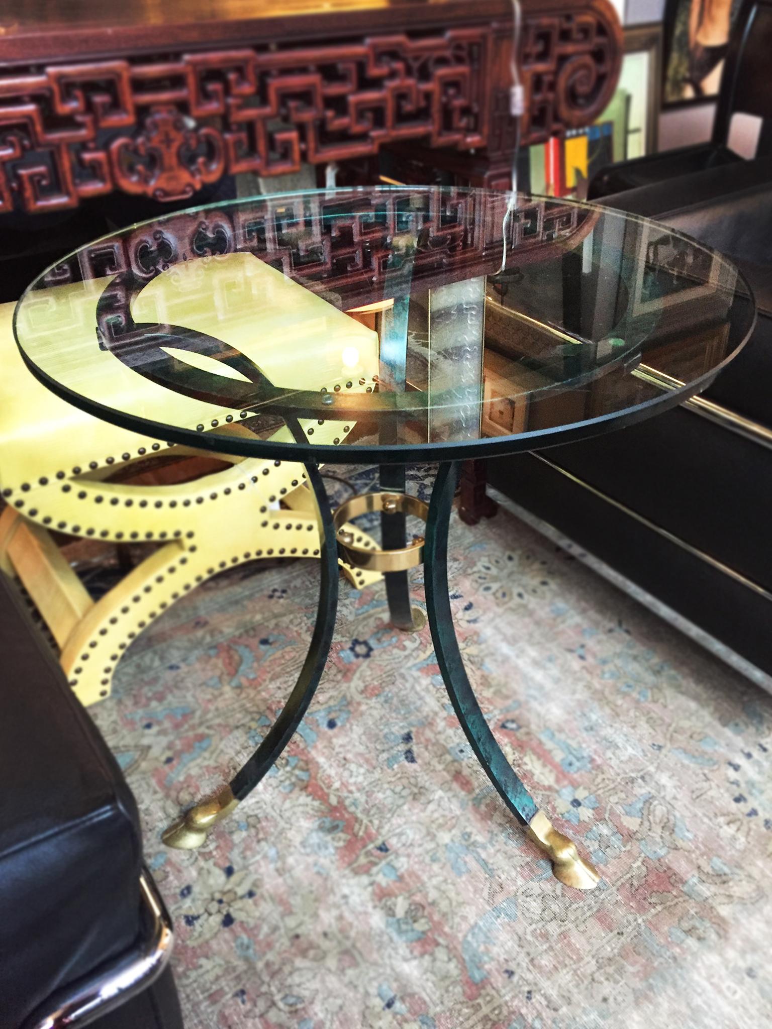 1970s Maison Jansen Style Metal and Glass Side Table 5