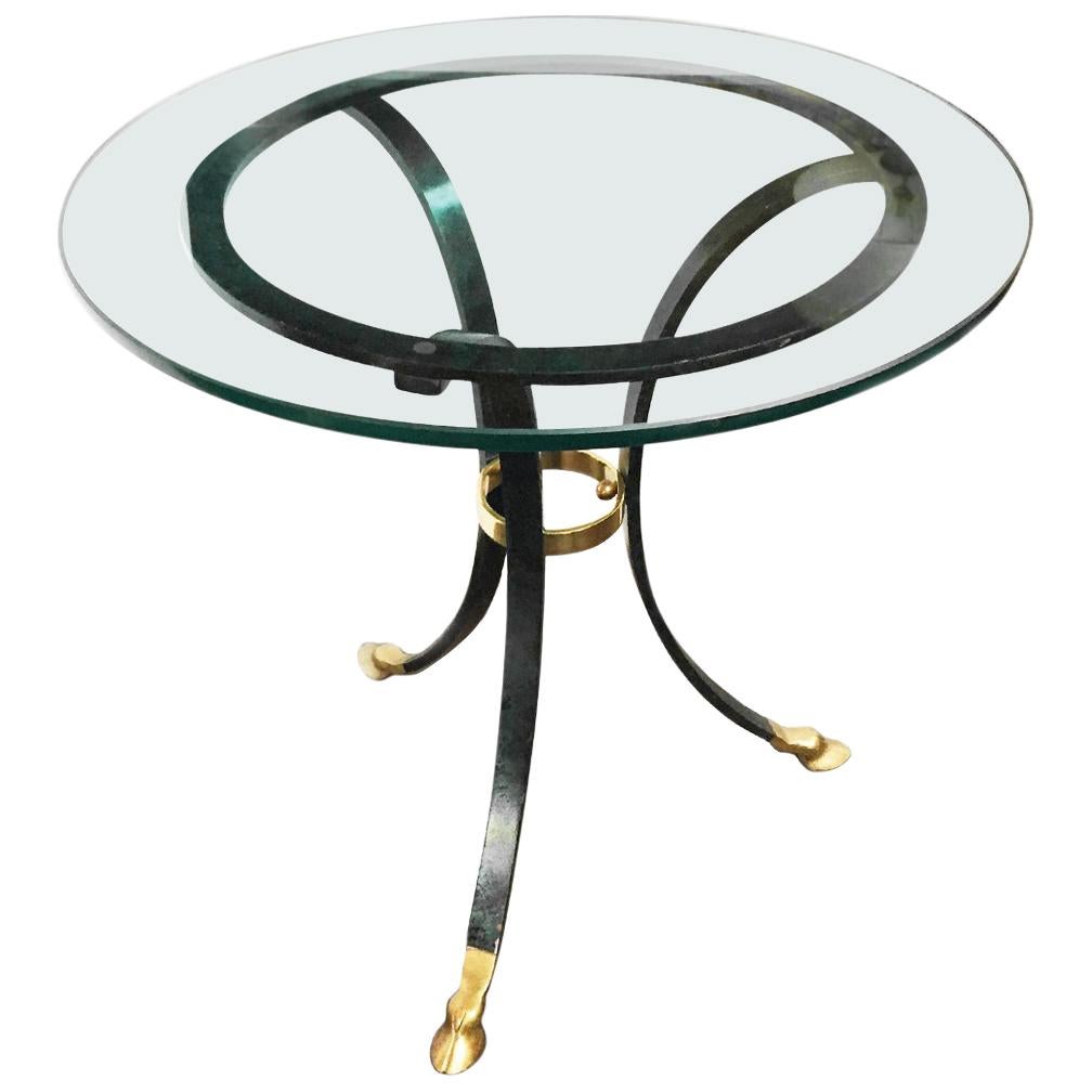1970s Maison Jansen Style Metal and Glass Side Table