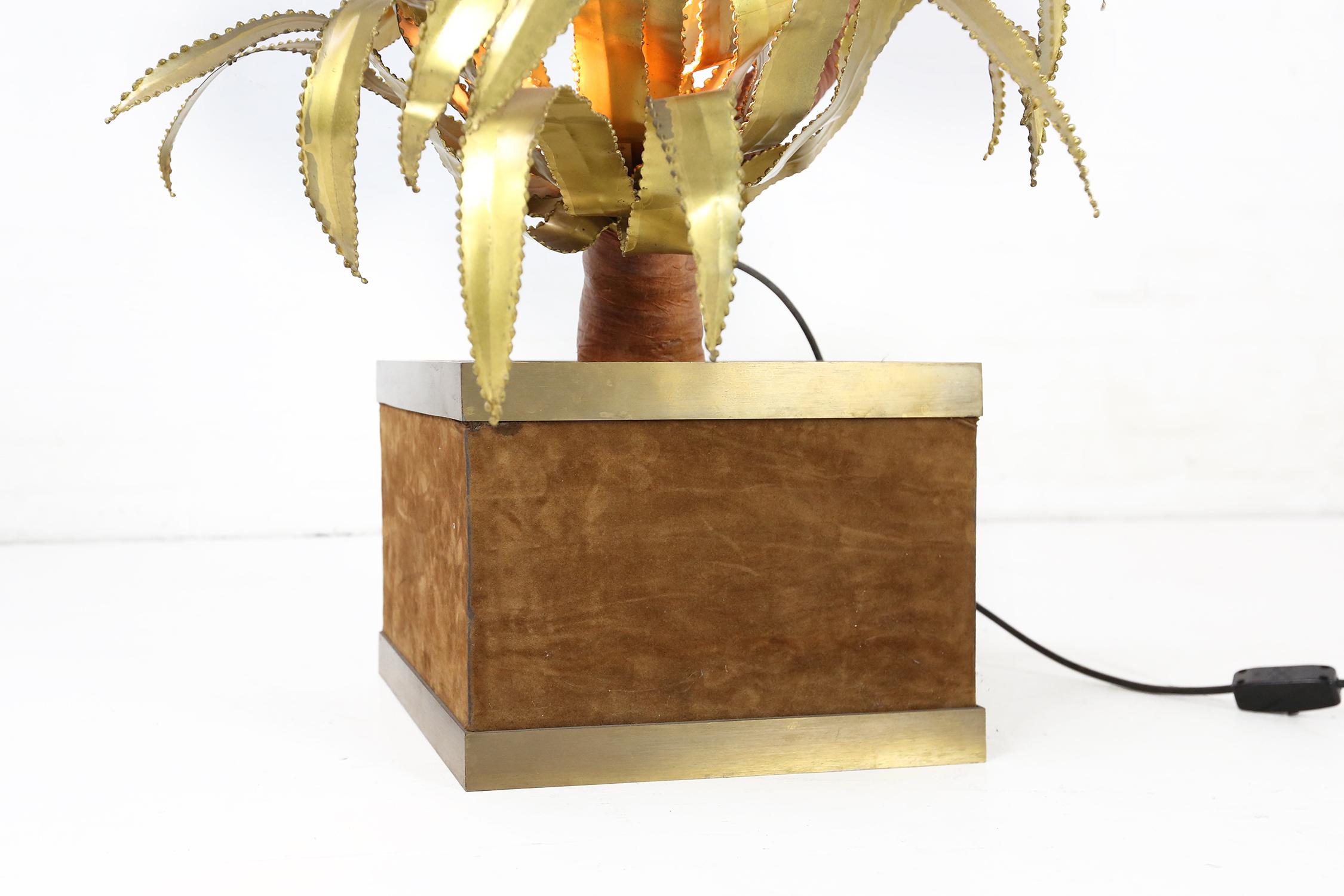 1970s Maison Janssen Large Brass Palm Tree Floor Lamp In Good Condition In Ghent, BE