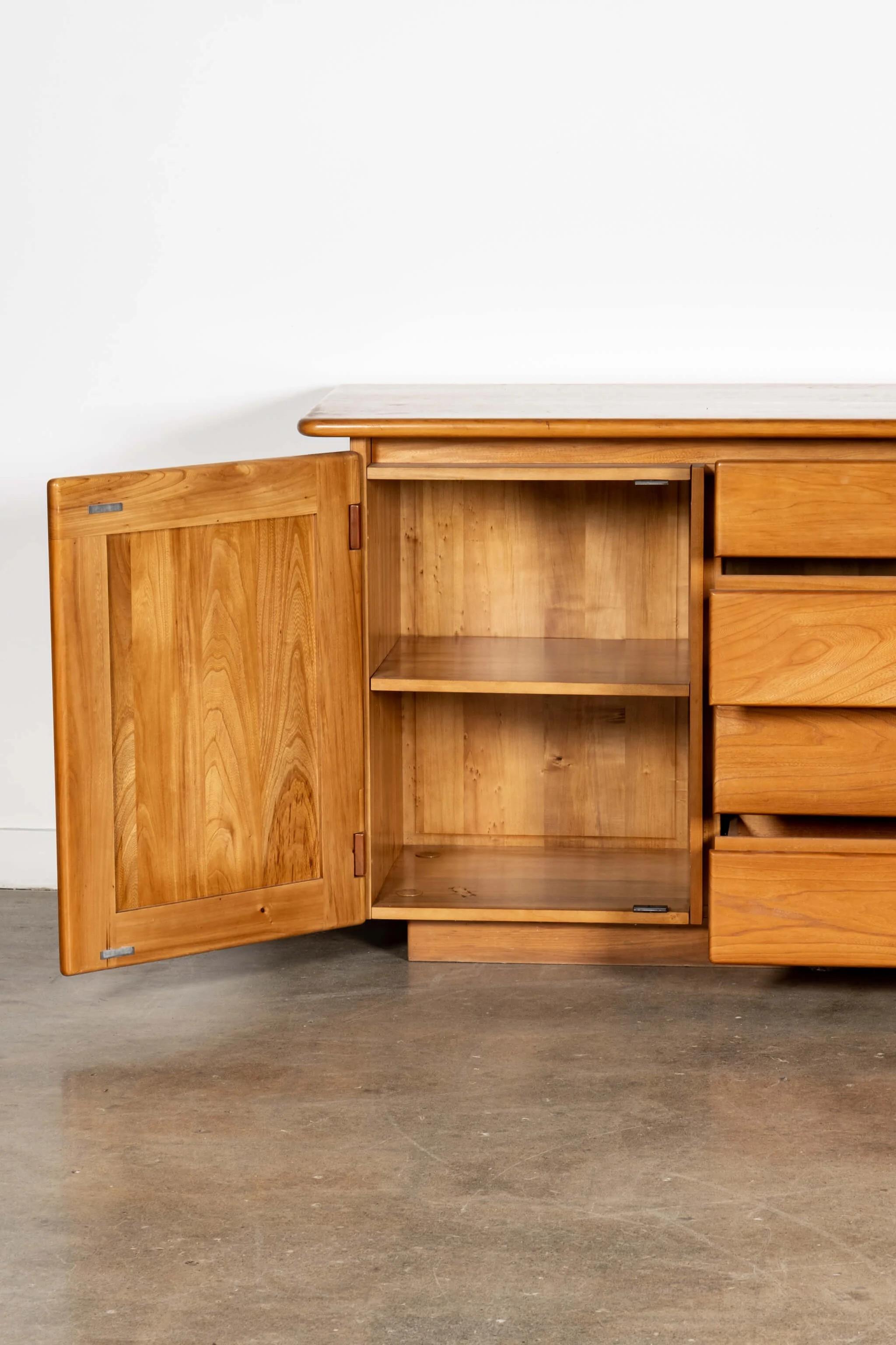 Late 20th Century 1970s Maison Regain Solid Elm Sideboard For Sale