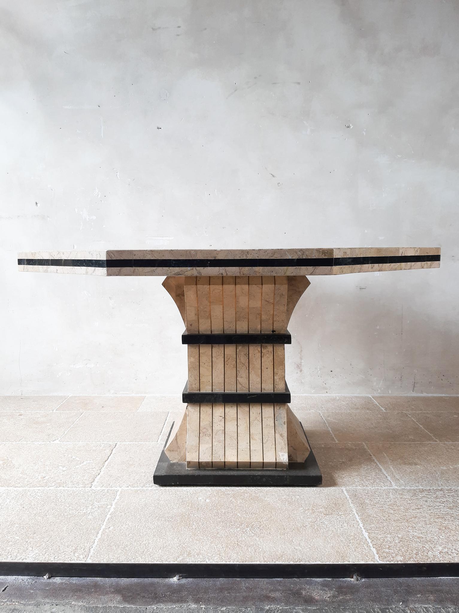 Veneer 1970s Maitland Smith Tessalated Marble Dining Table