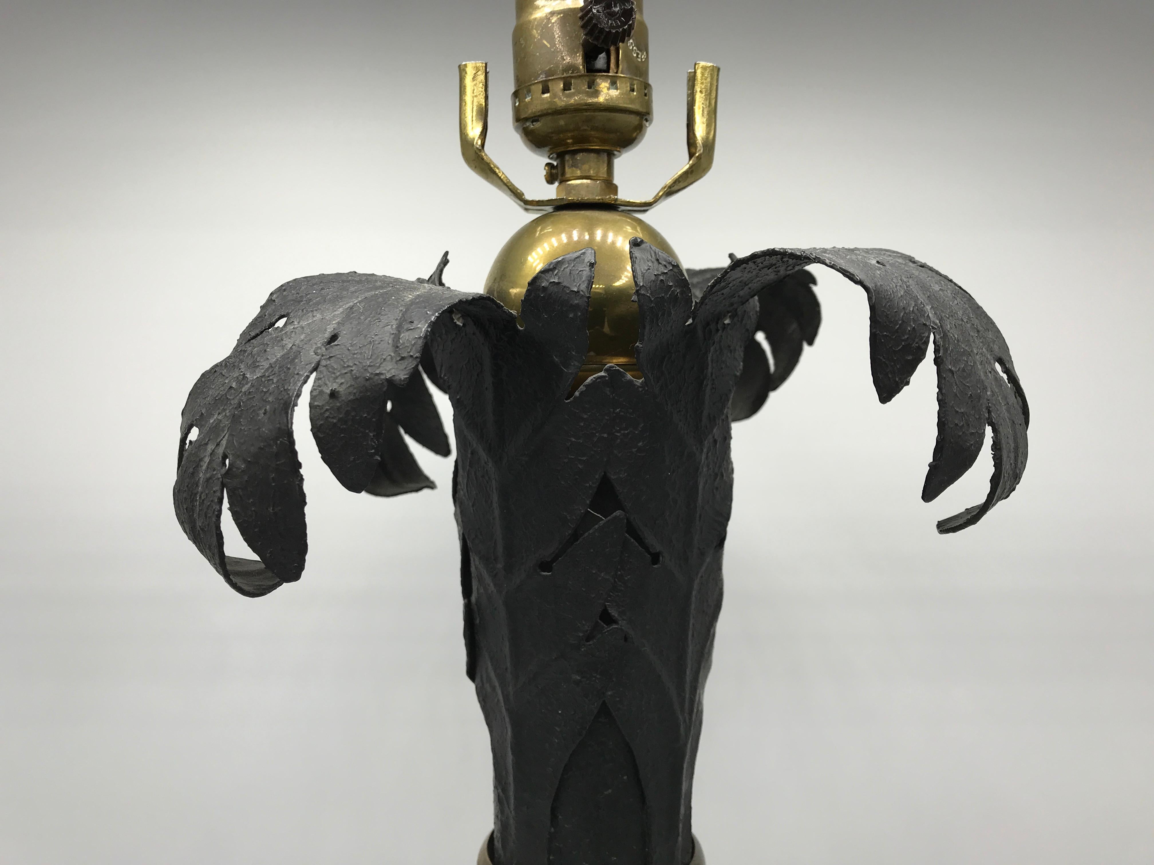 Egyptian Revival 1970s Maitland-Smith Tole and Brass Palm Tree Lamp