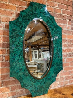 1970s Malachite and Brass Mirror