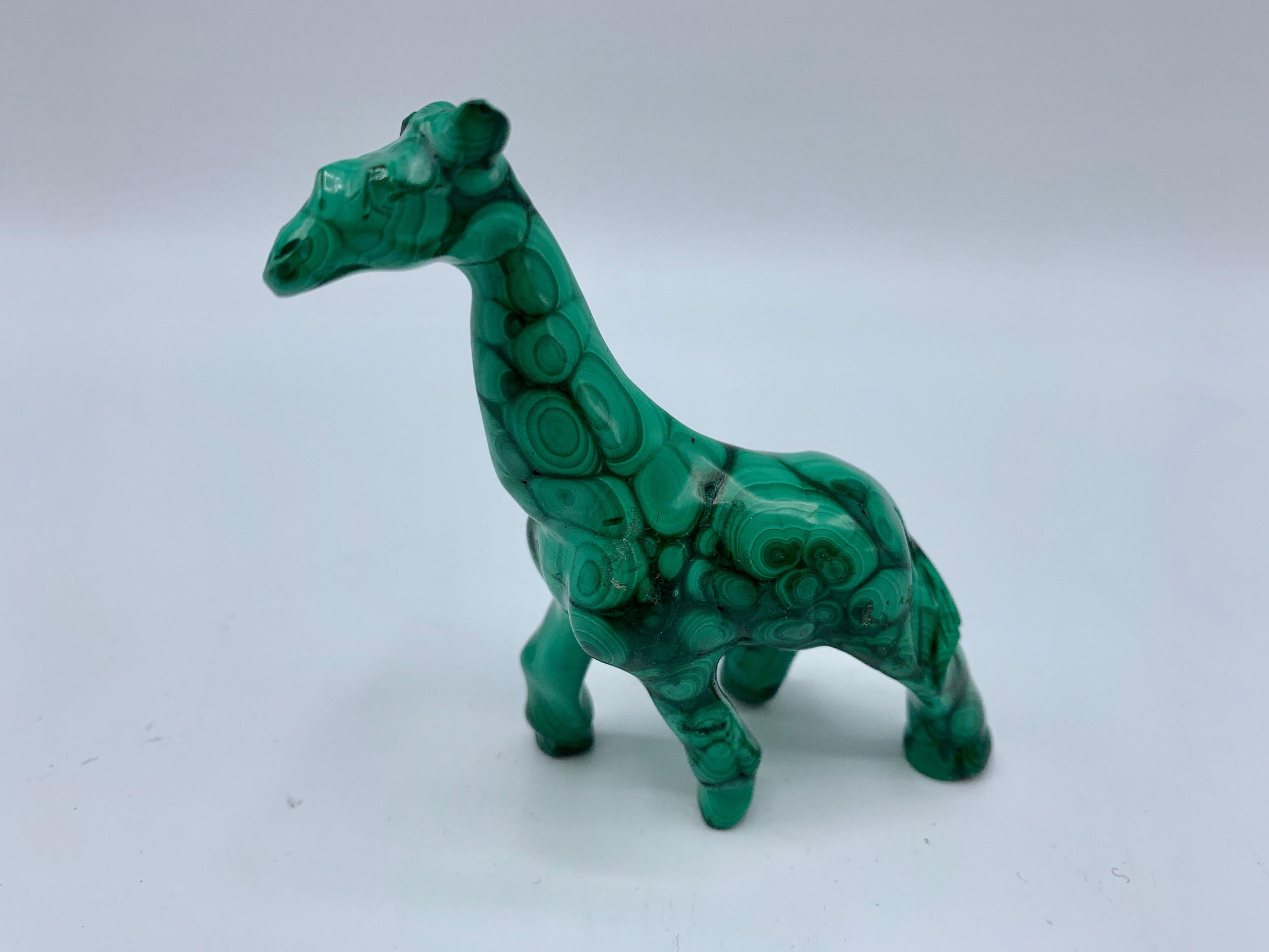 20th Century 1970s Malachite Giraffe Sculpture