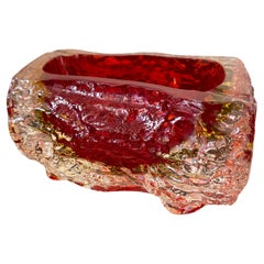 1970s Mandruzzato Modernist Red Sommerso Murano Glass Ashtray