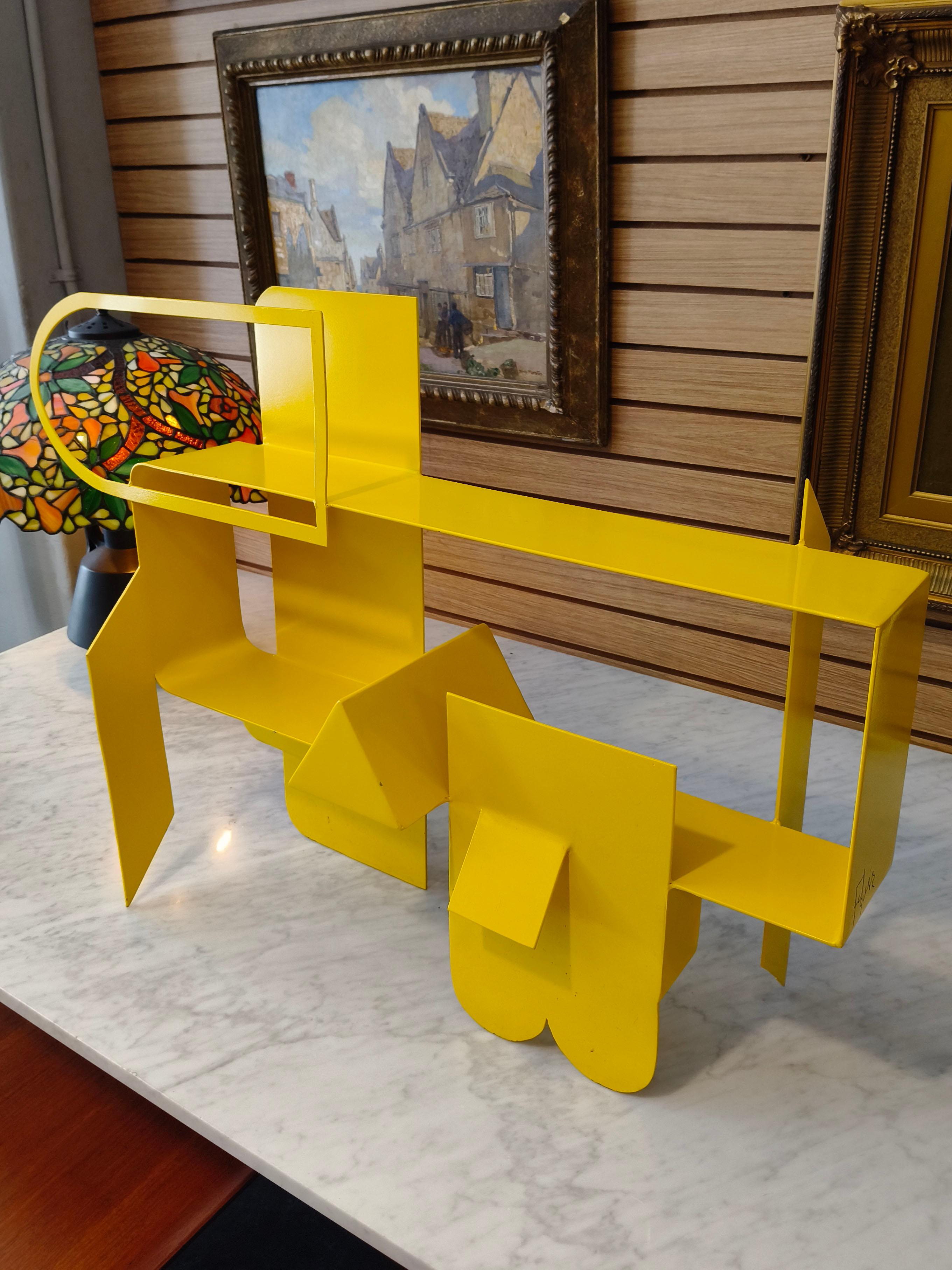 1970 Manuel Felguérez Série Máquina Estética Sculpture en fer laqué jaune en vente 3