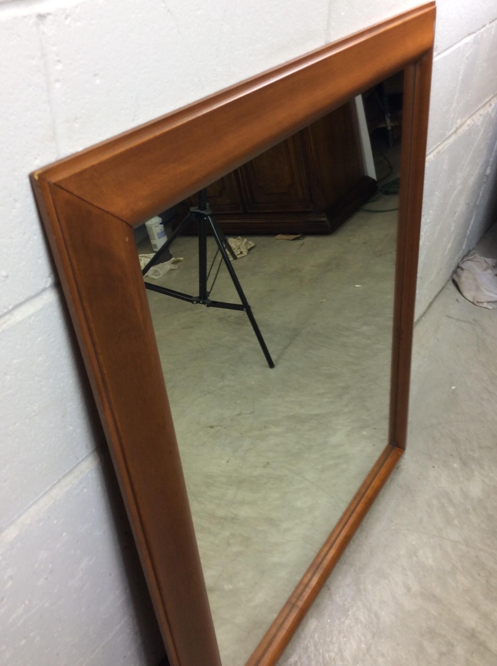 Mid-Century Modern 1970s Maple Wood Wall Mirror For Sale