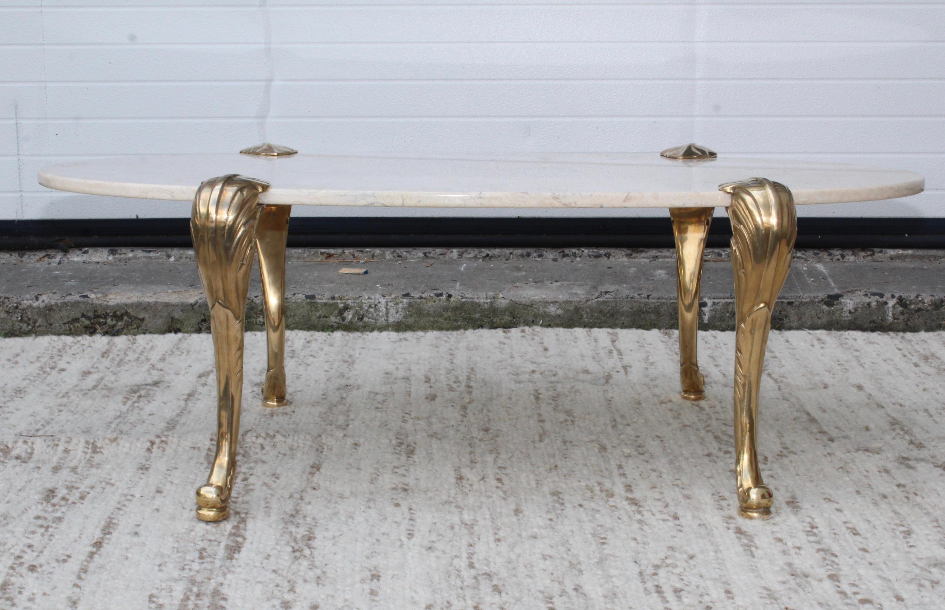 Mid-Century Modern 1970s Marble and Brass Coffee Table Attributed to Chapman