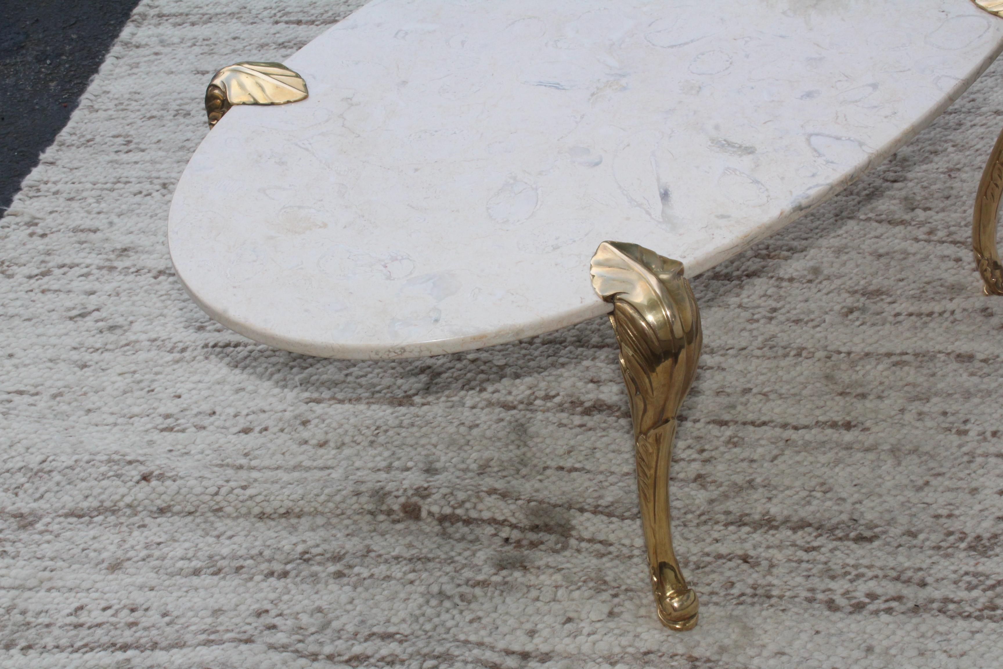 1970s Marble and Brass Coffee Table Attributed to Chapman In Good Condition In New York, NY