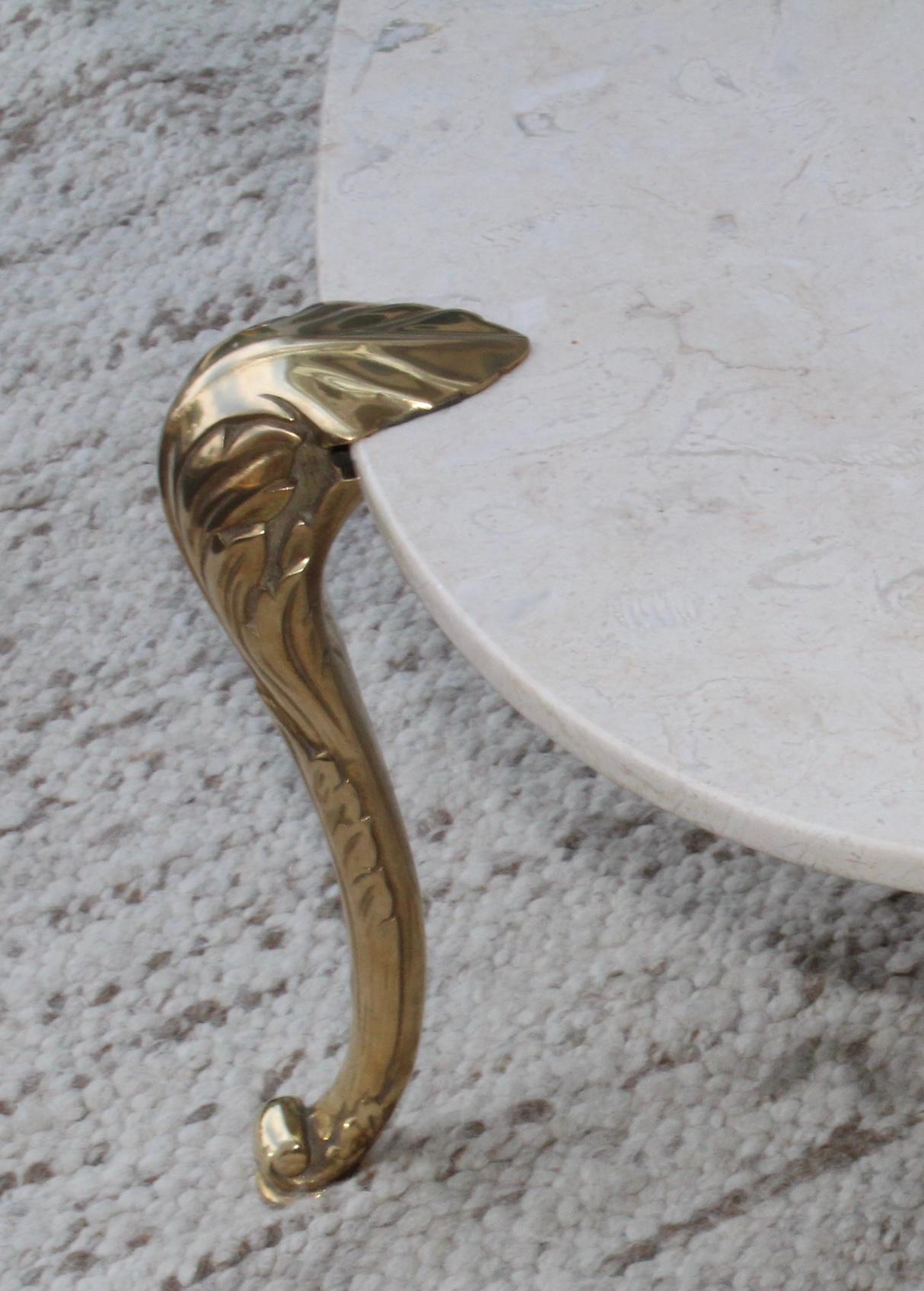 1970s Marble and Brass Coffee Table Attributed to Chapman 1