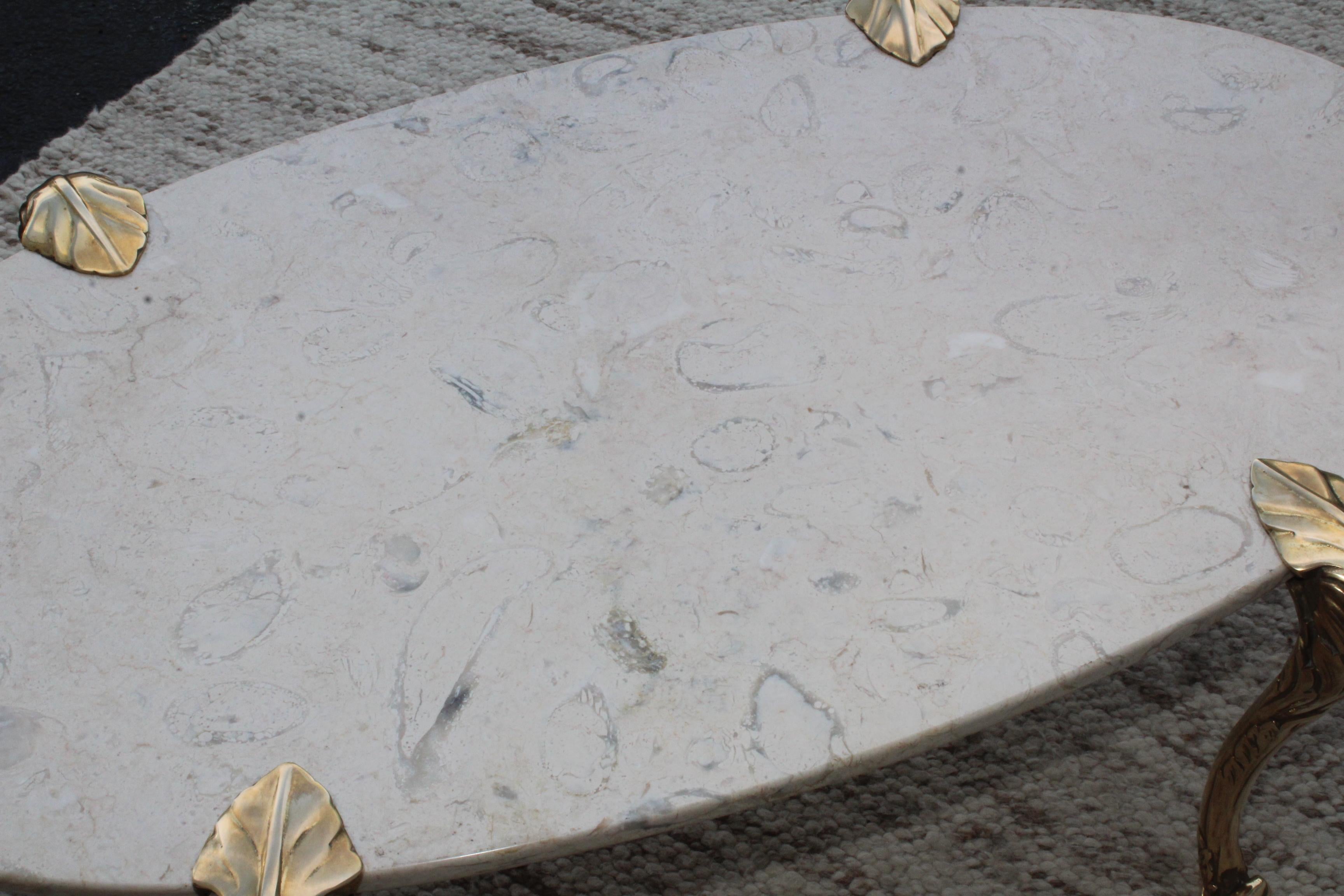 1970s Marble and Brass Coffee Table Attributed to Chapman 2