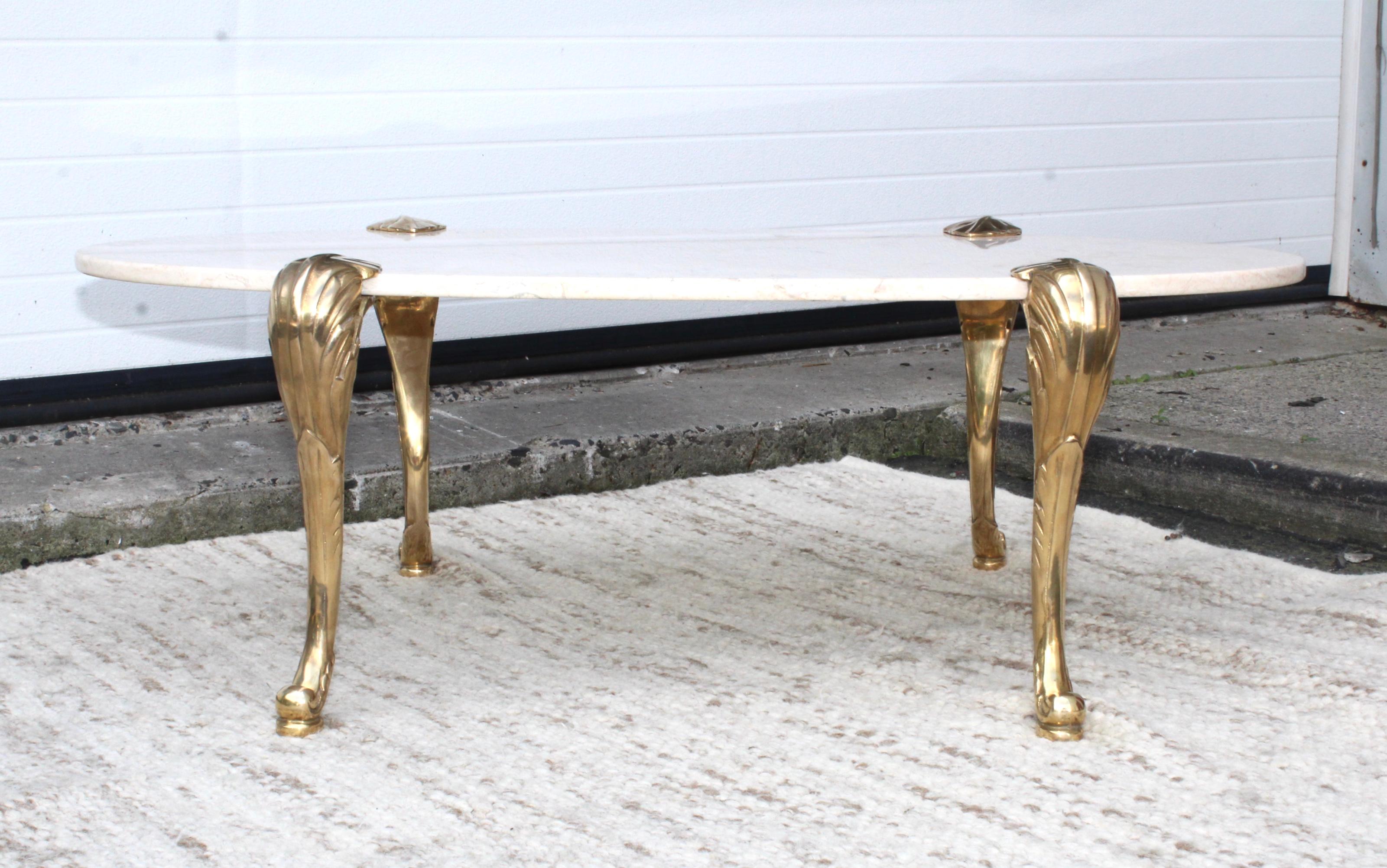 1970s Marble and Brass Coffee Table Attributed to Chapman 3