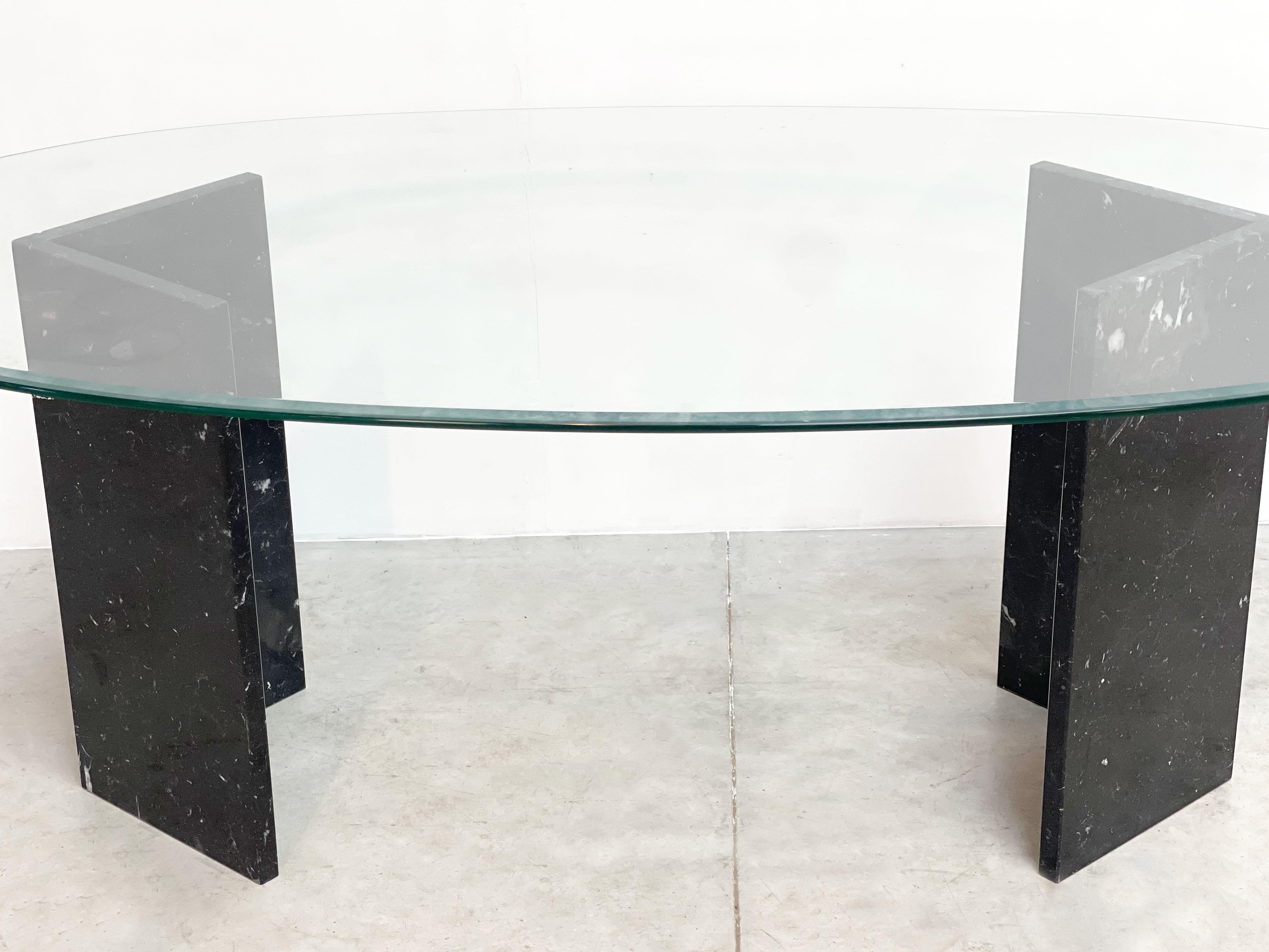 1970's Marble and Glass Dining Table For Sale 1