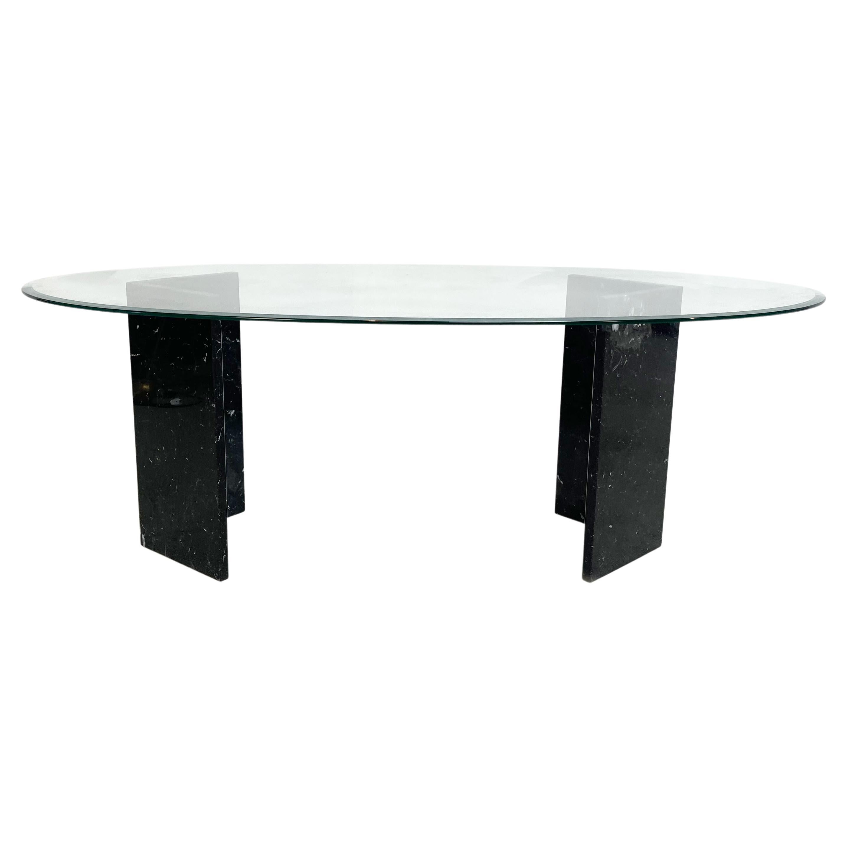 1970's Marble and Glass Dining Table For Sale