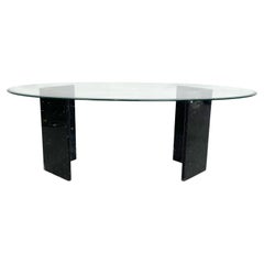 Vintage 1970's Marble and Glass Dining Table