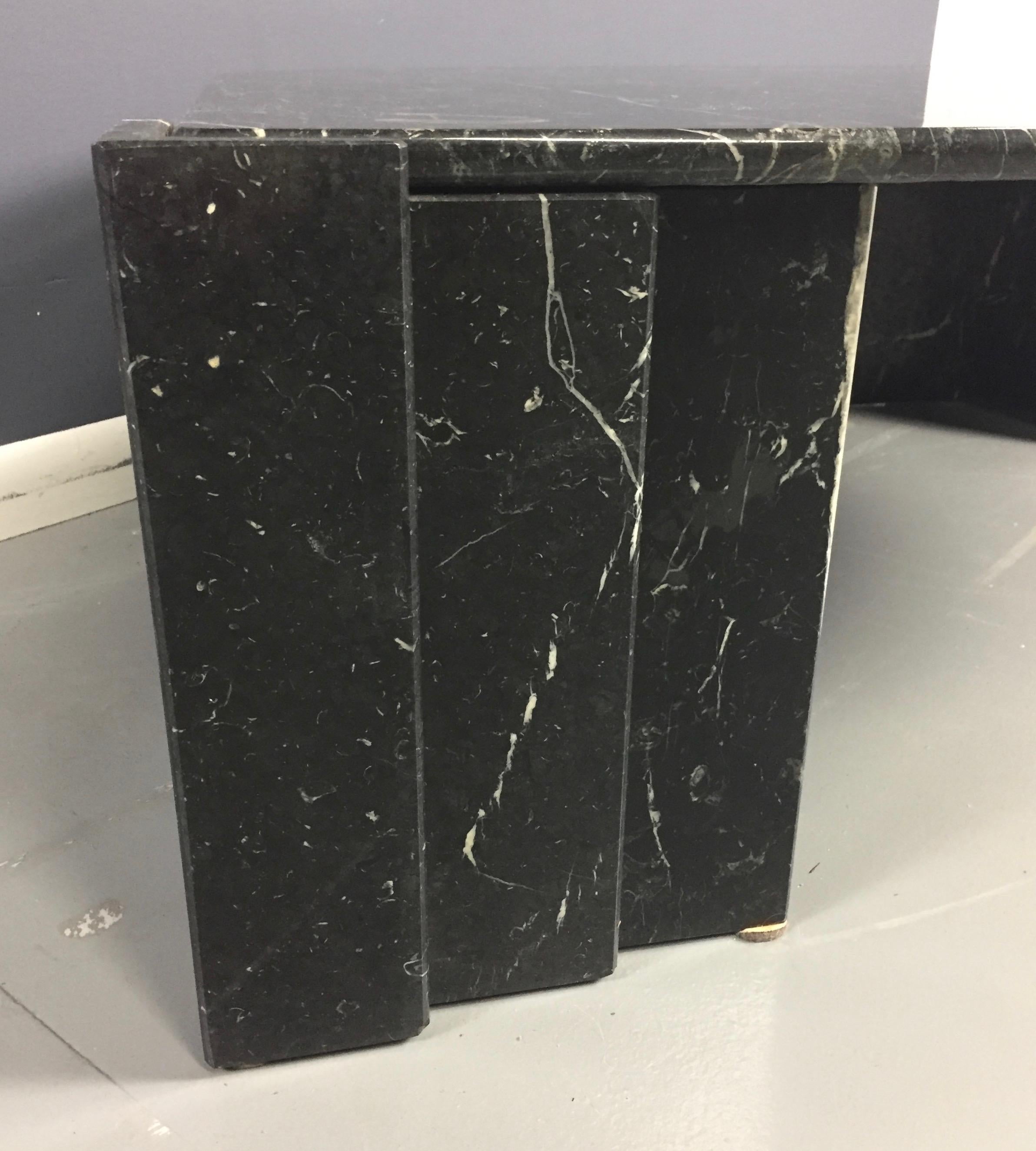 1970s Marble Black and White Cocktail Table Made in Italy Midcentury en venta 2
