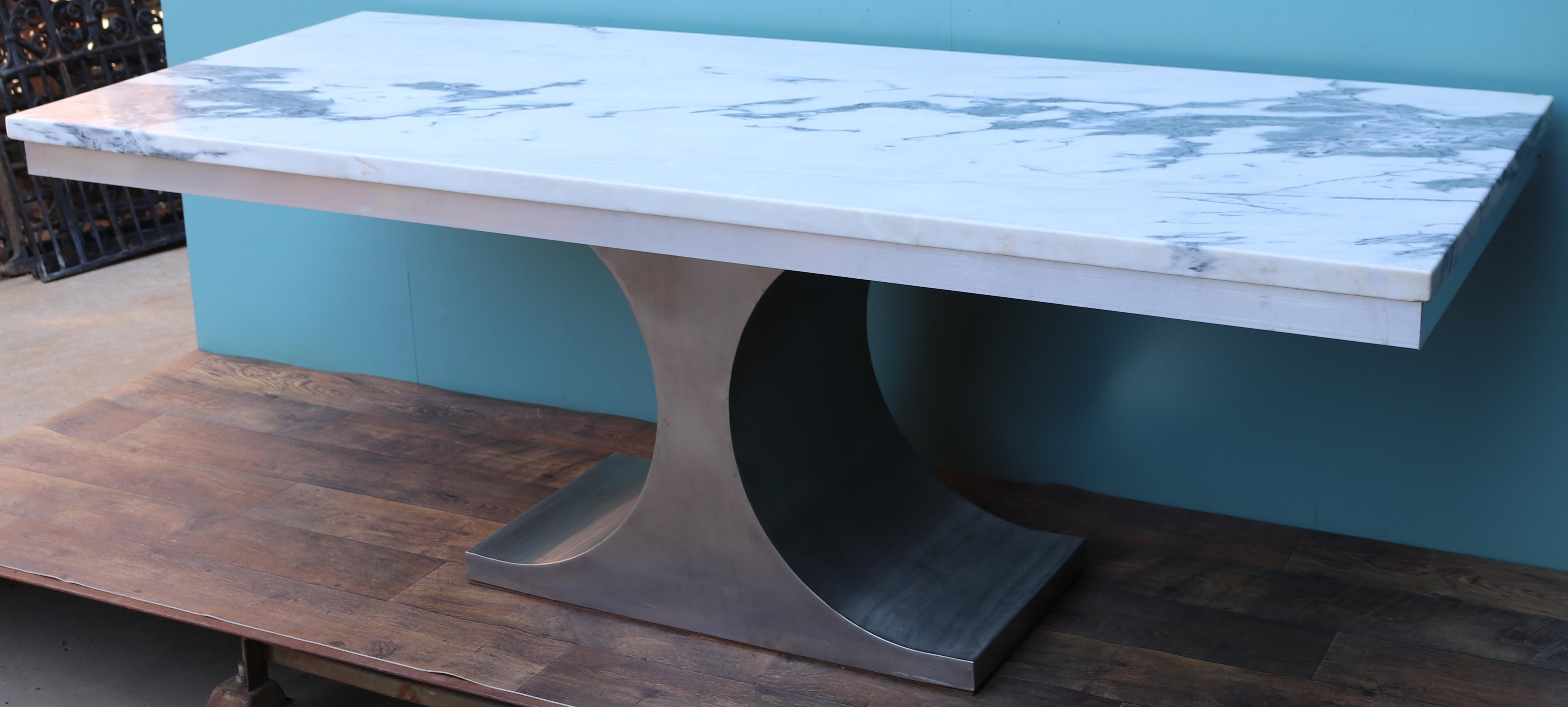 Aluminum 1970s Marble Dining Table For Sale