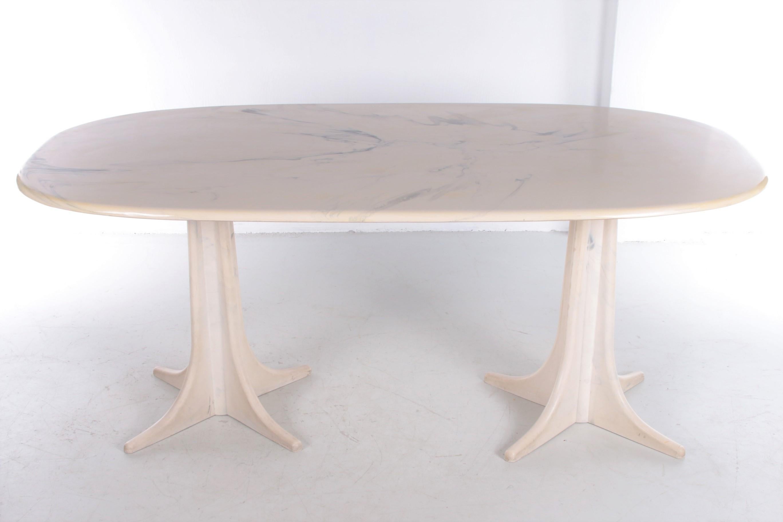 1970s Marble Dining Table on Two Marble x Feet, Germany In Good Condition In Oostrum-Venray, NL