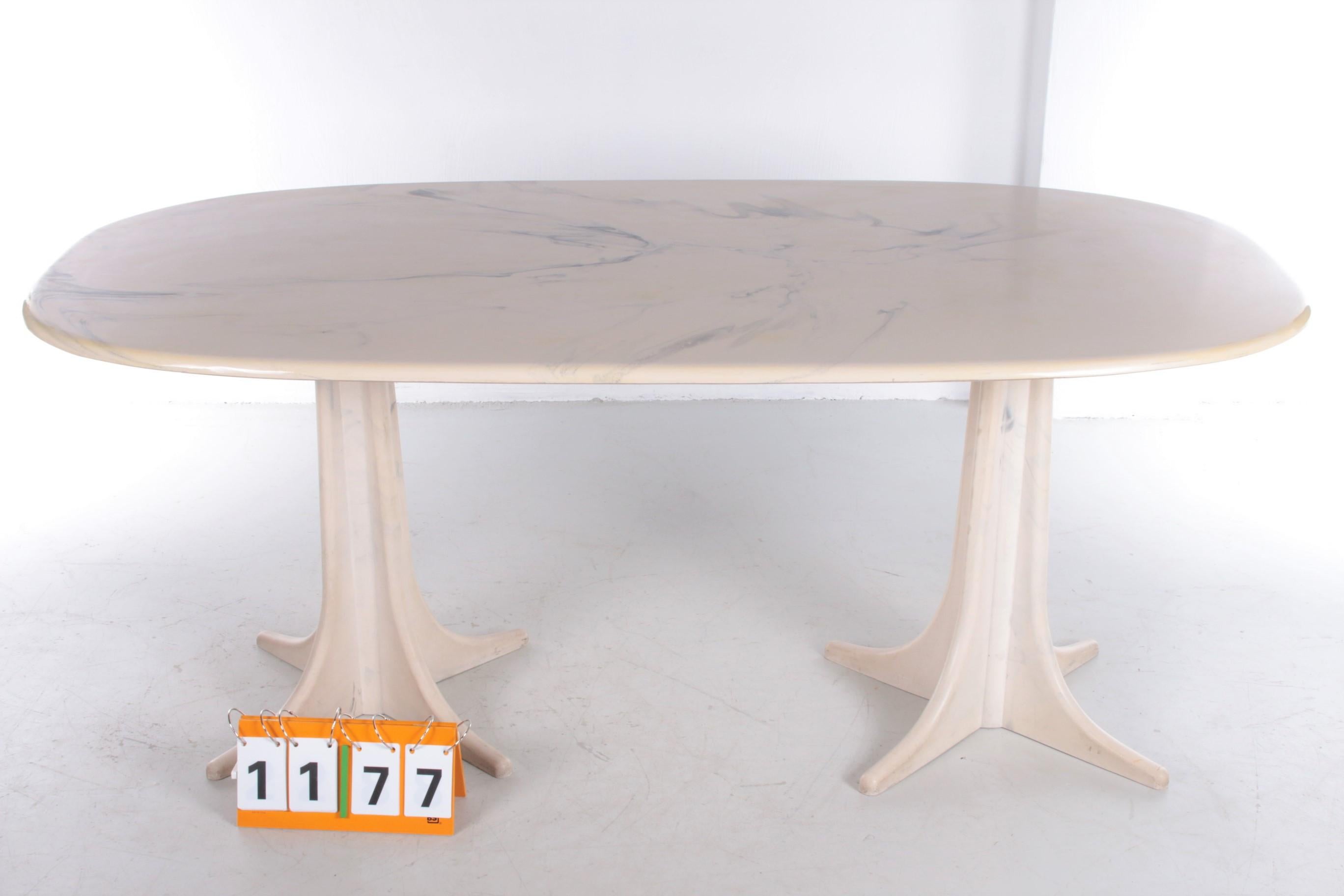 Late 20th Century 1970s Marble Dining Table on Two Marble x Feet, Germany