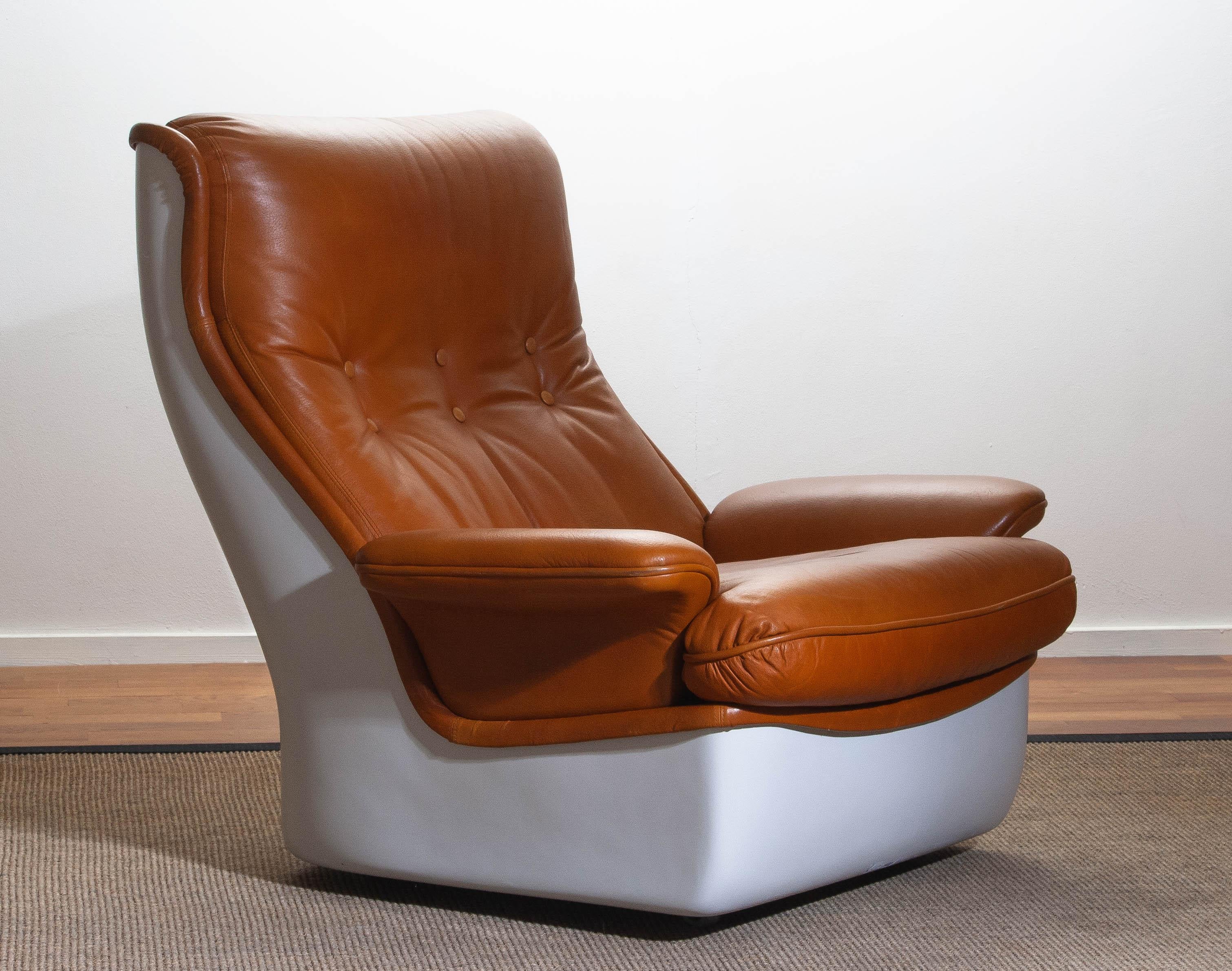 1970s, Marc Held Airborne Lounge / Easy Chair and Ottoman in Cognac Leather 4