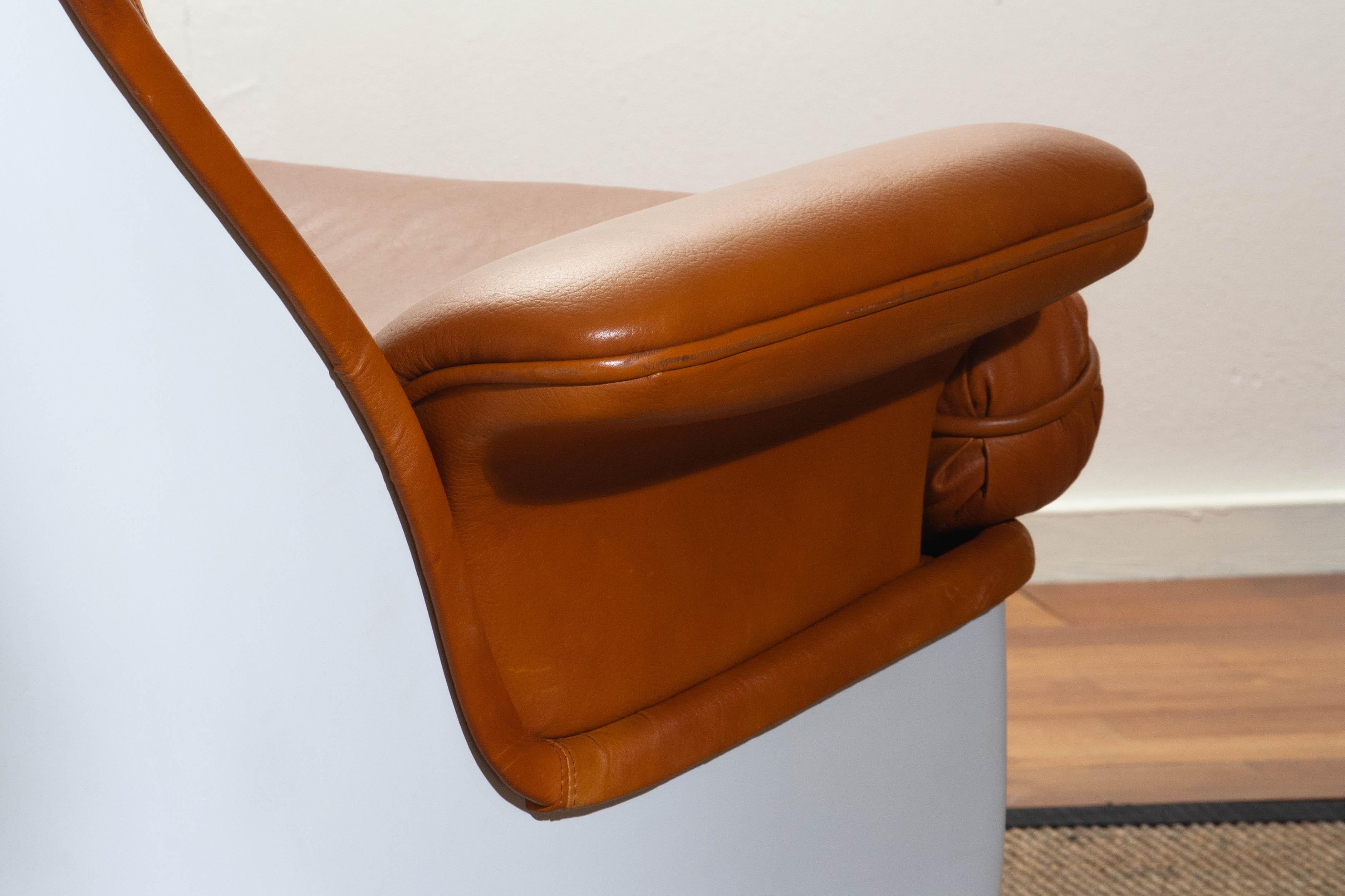 1970s, Marc Held Airborne Lounge / Easy Chair and Ottoman in Cognac Leather 6